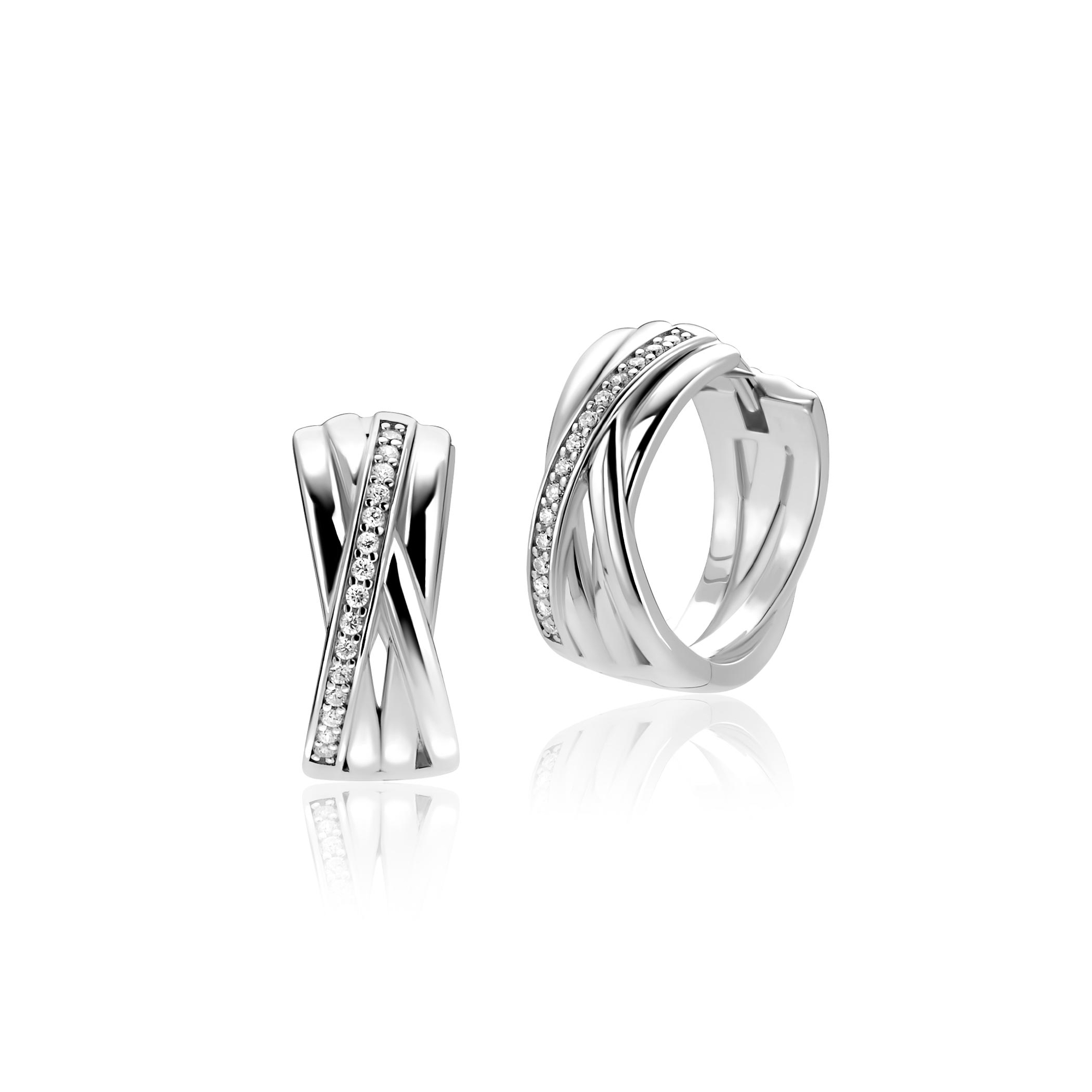 ZINZI zlv. klapcreolen cross-over met zirconia's