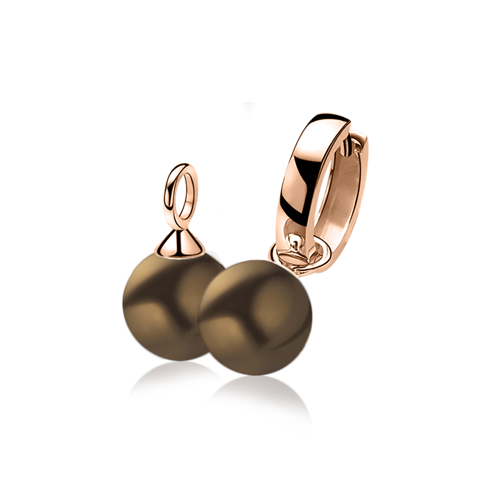 10mm ZINZI Rose Plated Sterling Silver Earrings Pendants Brown ZICH266RB (excl. hoop earrings)