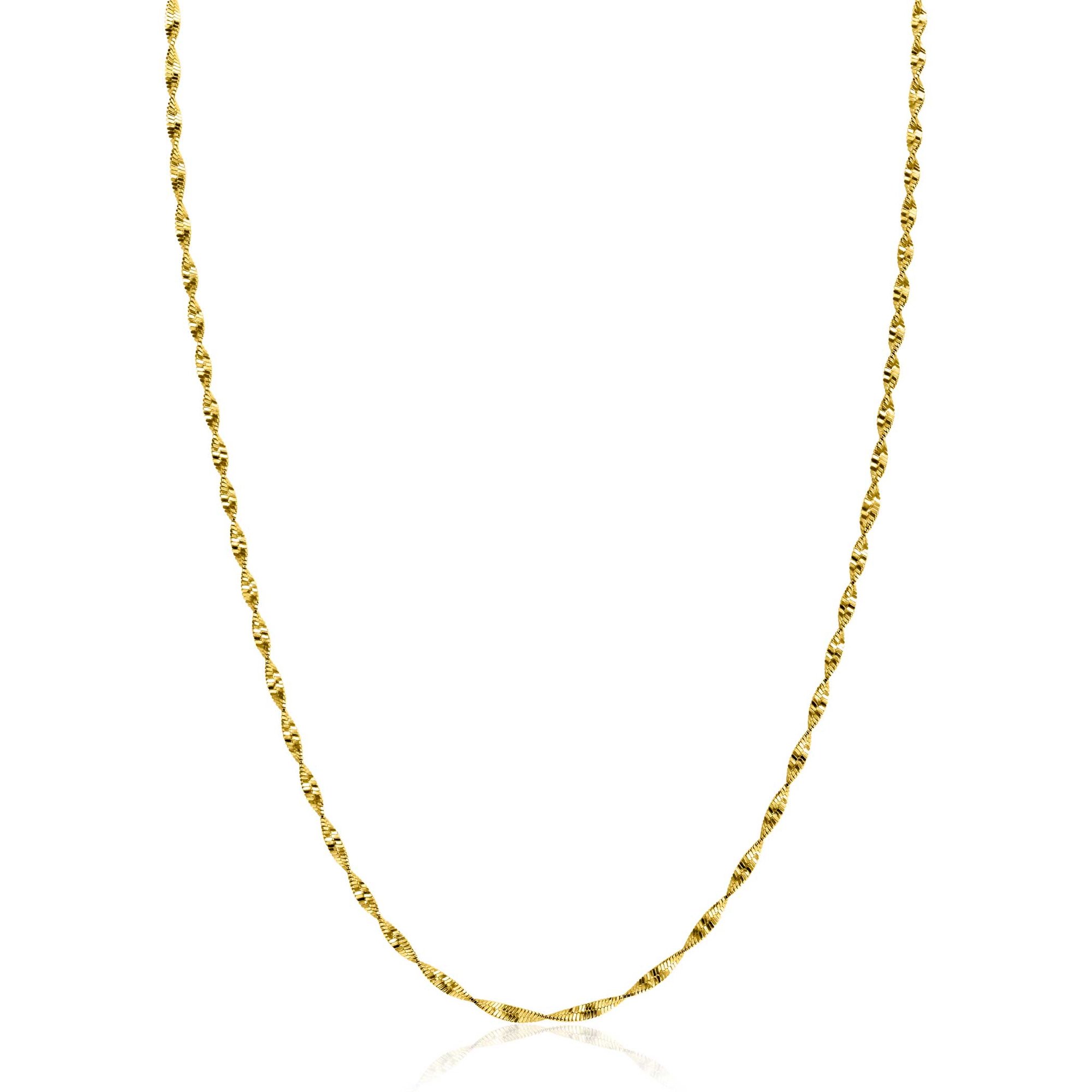 ZINZI gold plated silver necklace with sparkling twisted links 1.9mm wide 43-45cm ZIC2585G
