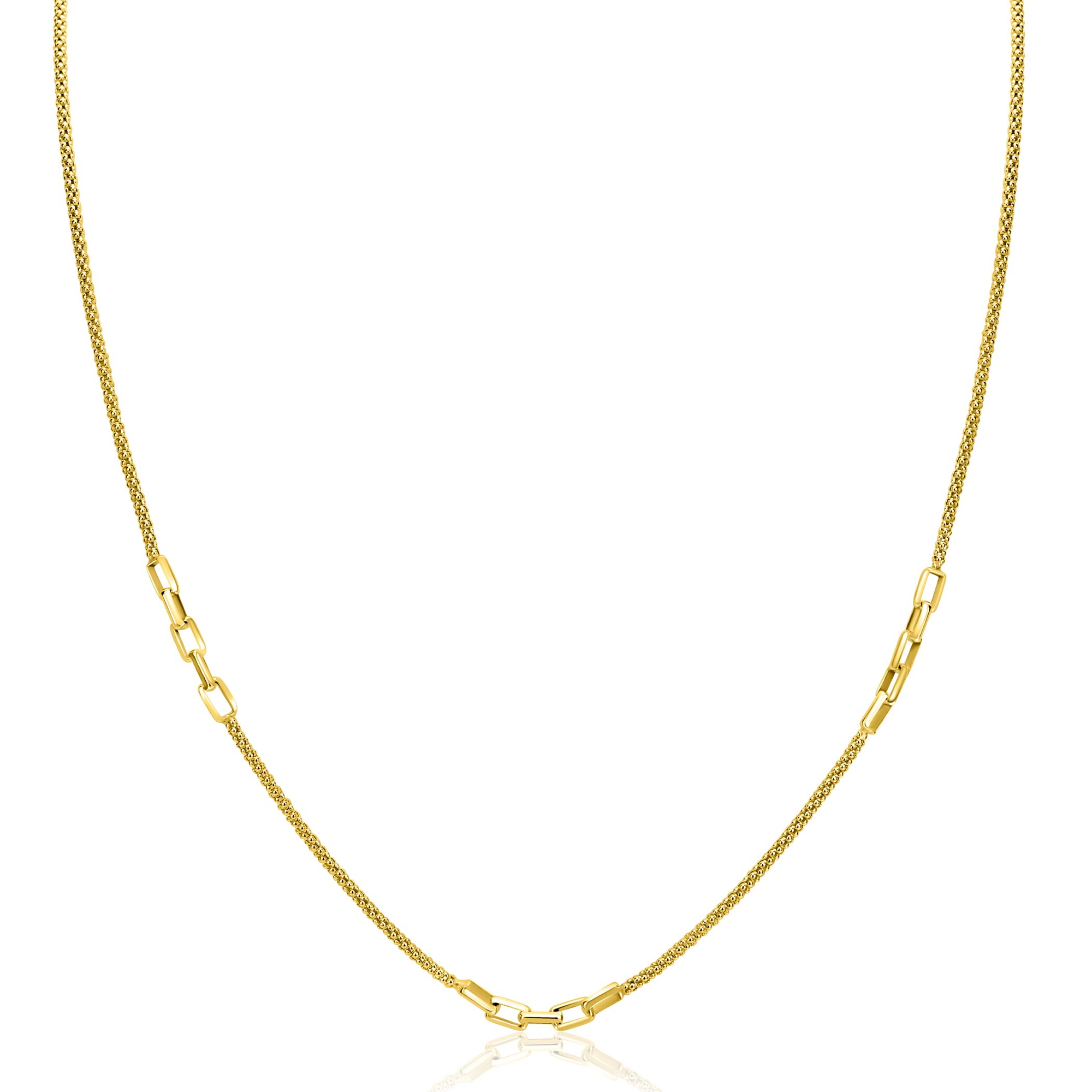ZINZI zlv. collier gg.verg. popcorn en schakels 45/48