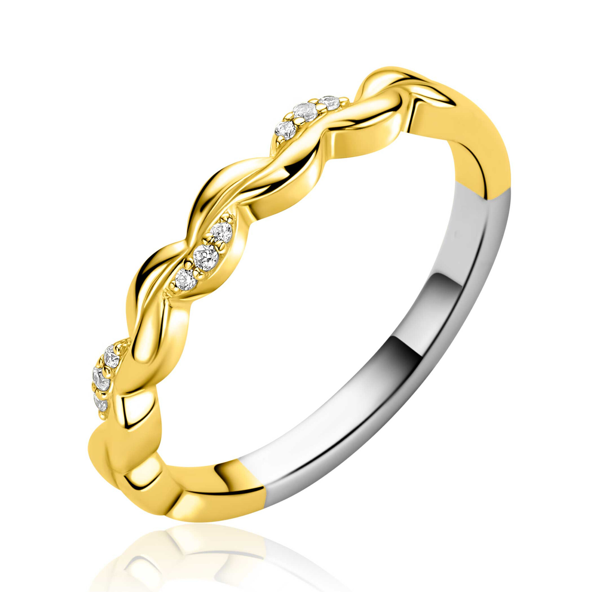 ZINZI zlv. ring gg.verg. golfjes glad/zirc.mt.62