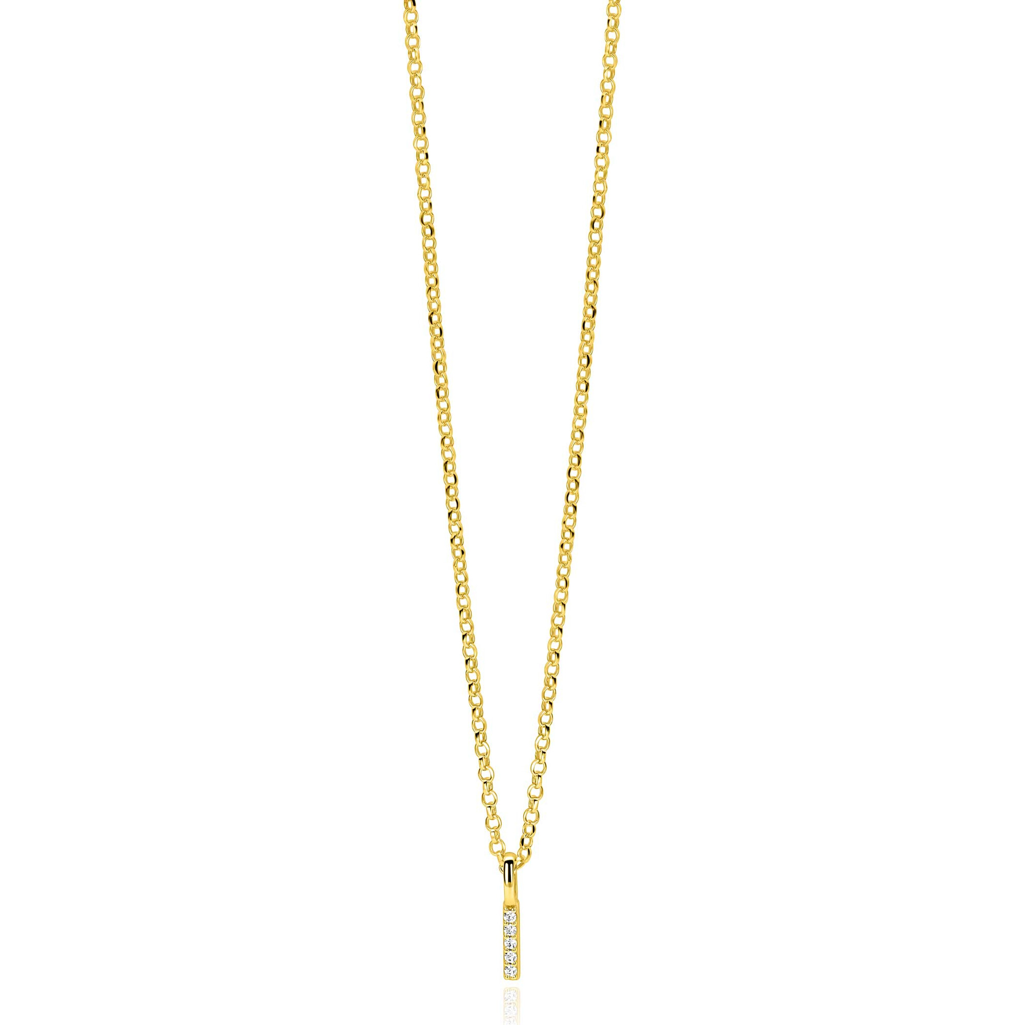 ZINZI zlv. hanger gg.verg.letter I bezet met zirconia's