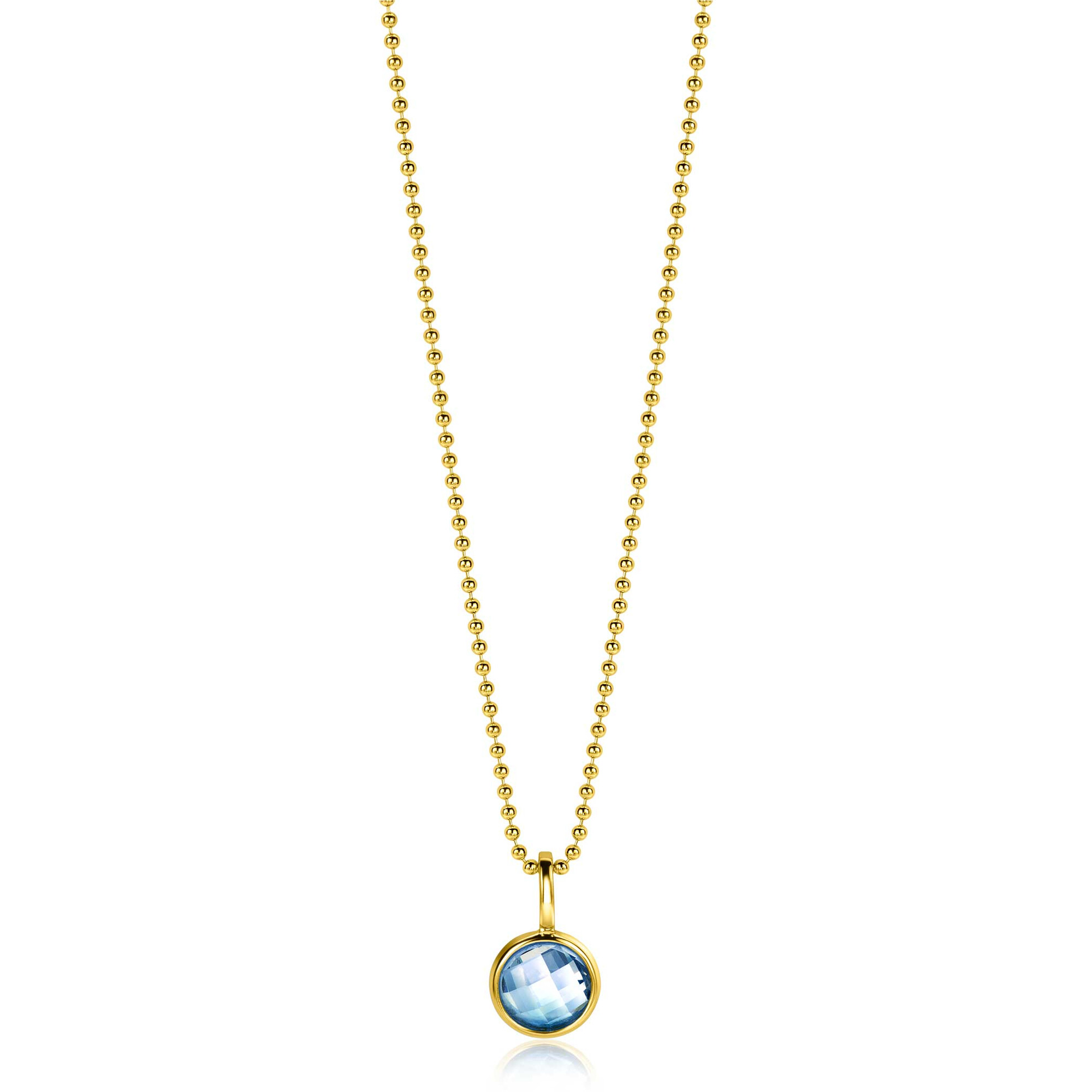 DECEMBER hanger 8mm gold plated geboortesteen blauw topaas zirconia (zonder collier)