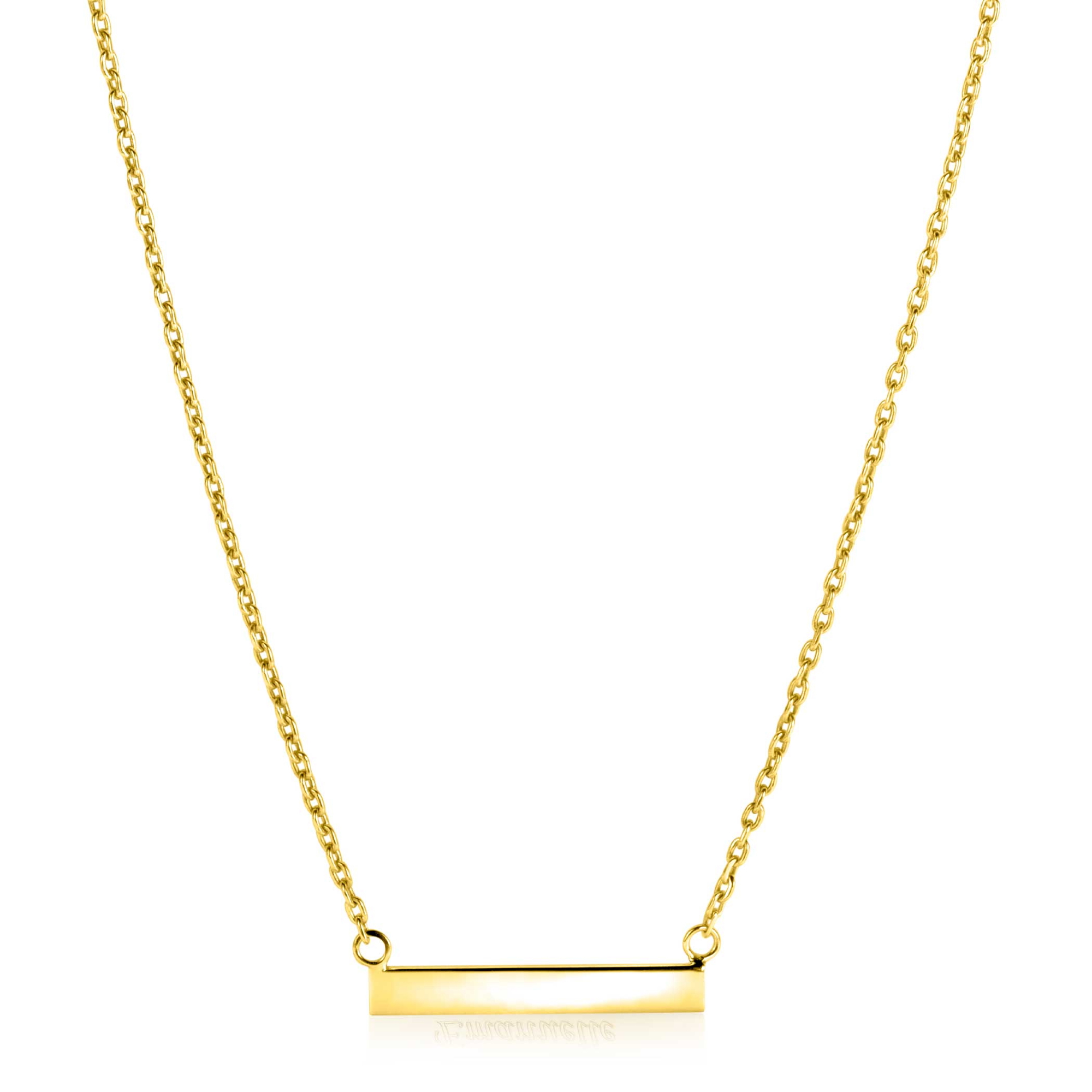 ZINZI Gold Plated Sterling Silver Necklace 45cm with Shiny Plate to Engrave ZIC2344G