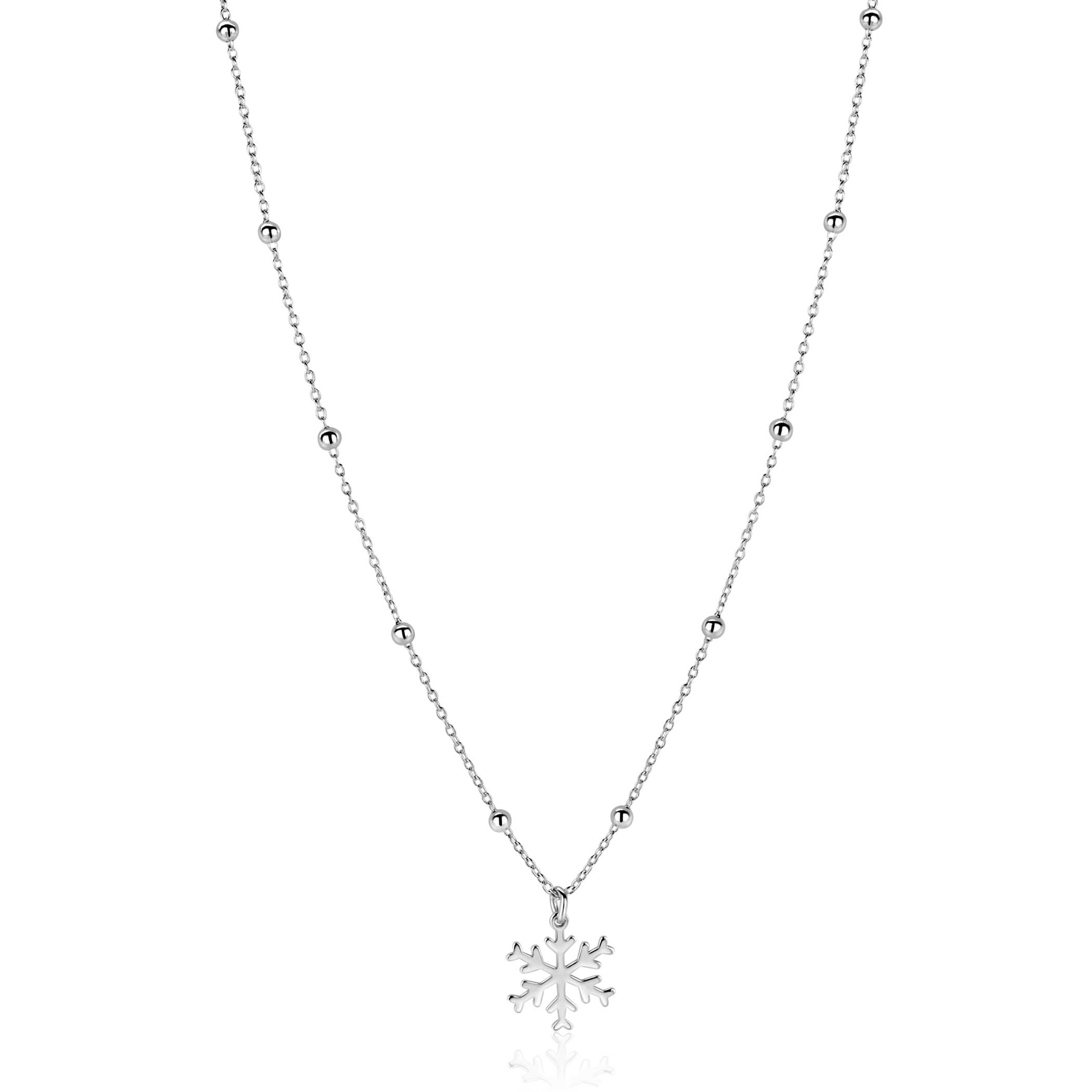 ZINZI zlv. collier met bolletjes en sneeuwvlok