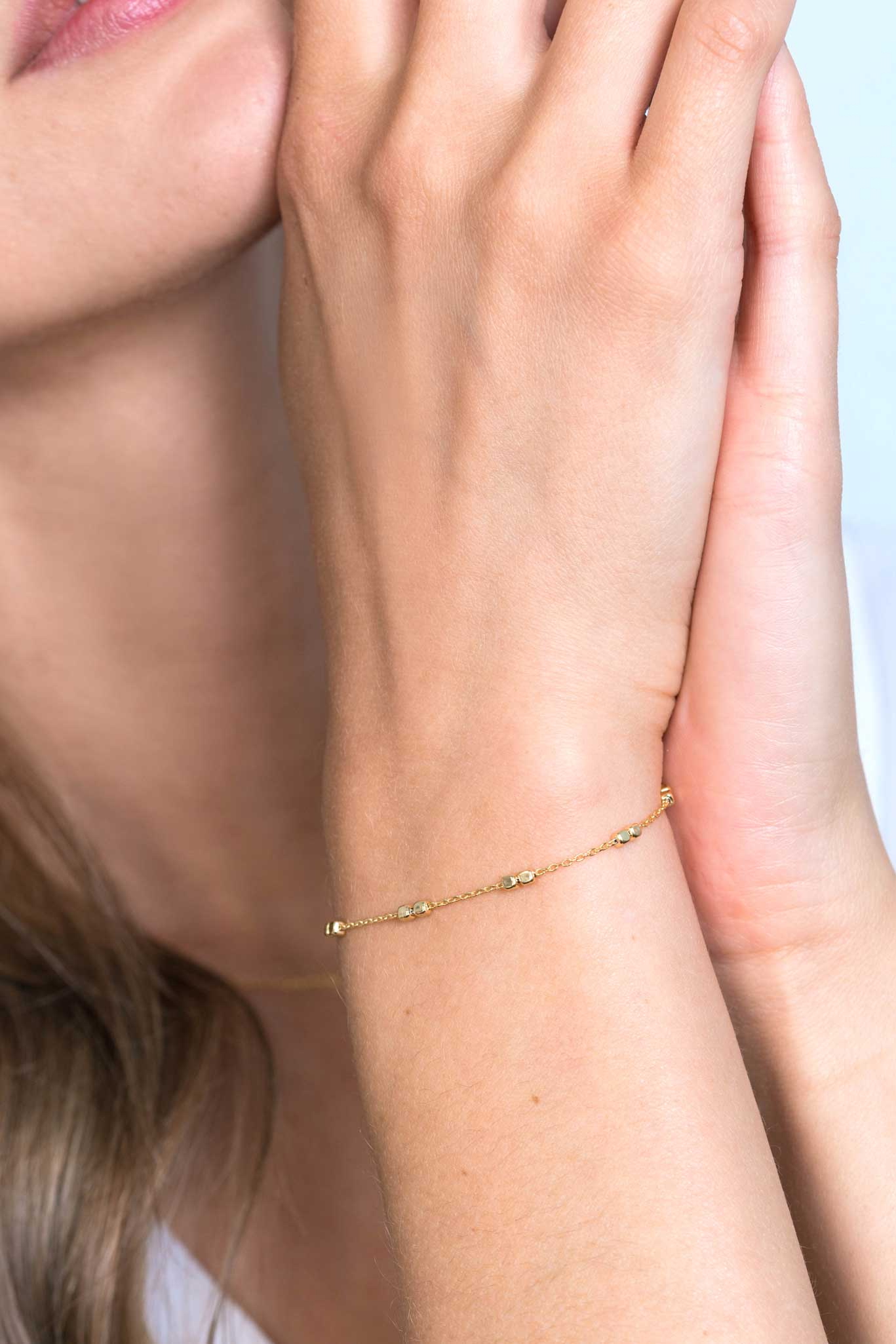 ZINZI silbernes Armband 14K gelb vergoldet quadratische Würfel 17-20cm ZIA2218G