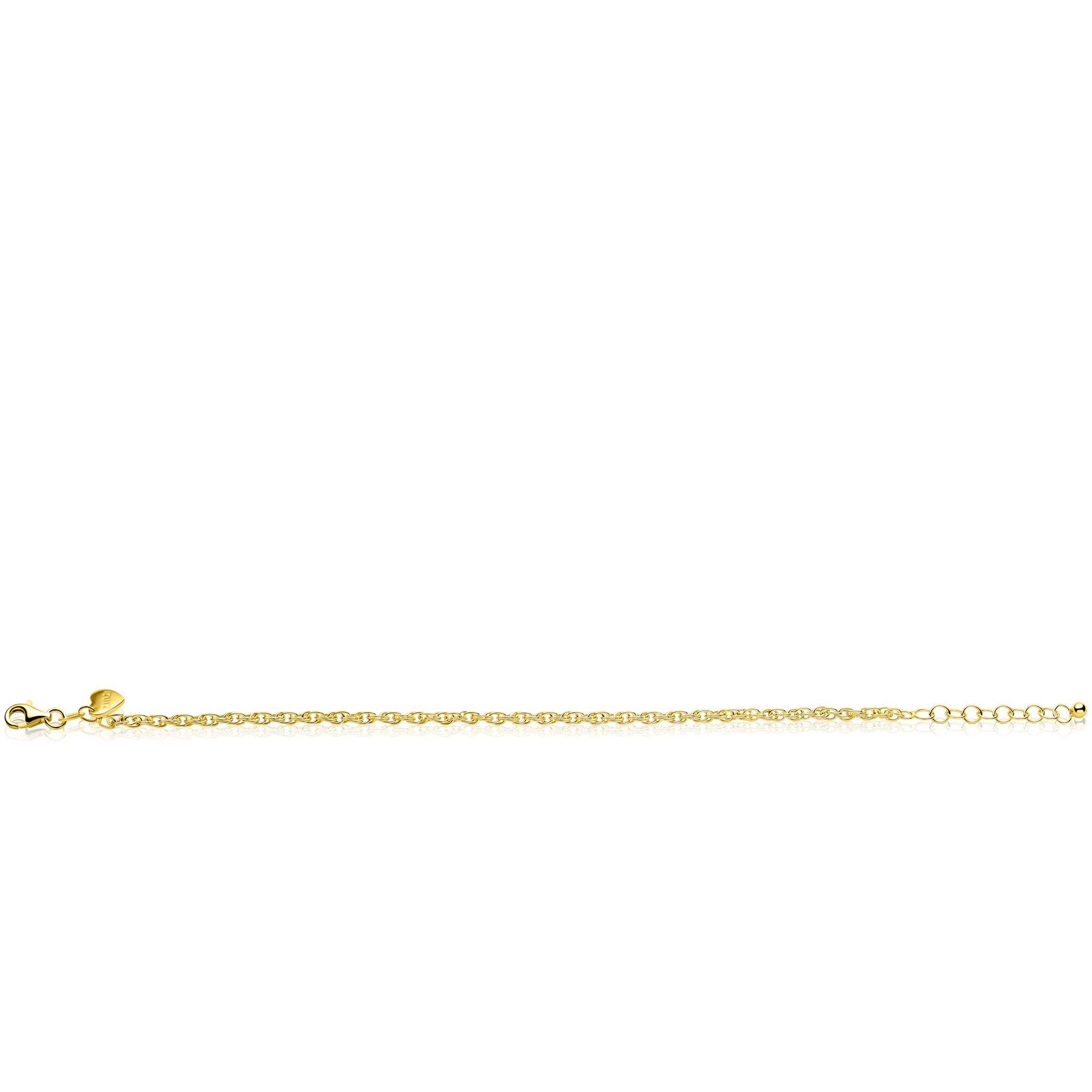 ZINZI gold plated zilveren massieve koord armband (2,6mm breed) 18-20cm ZIA2844G