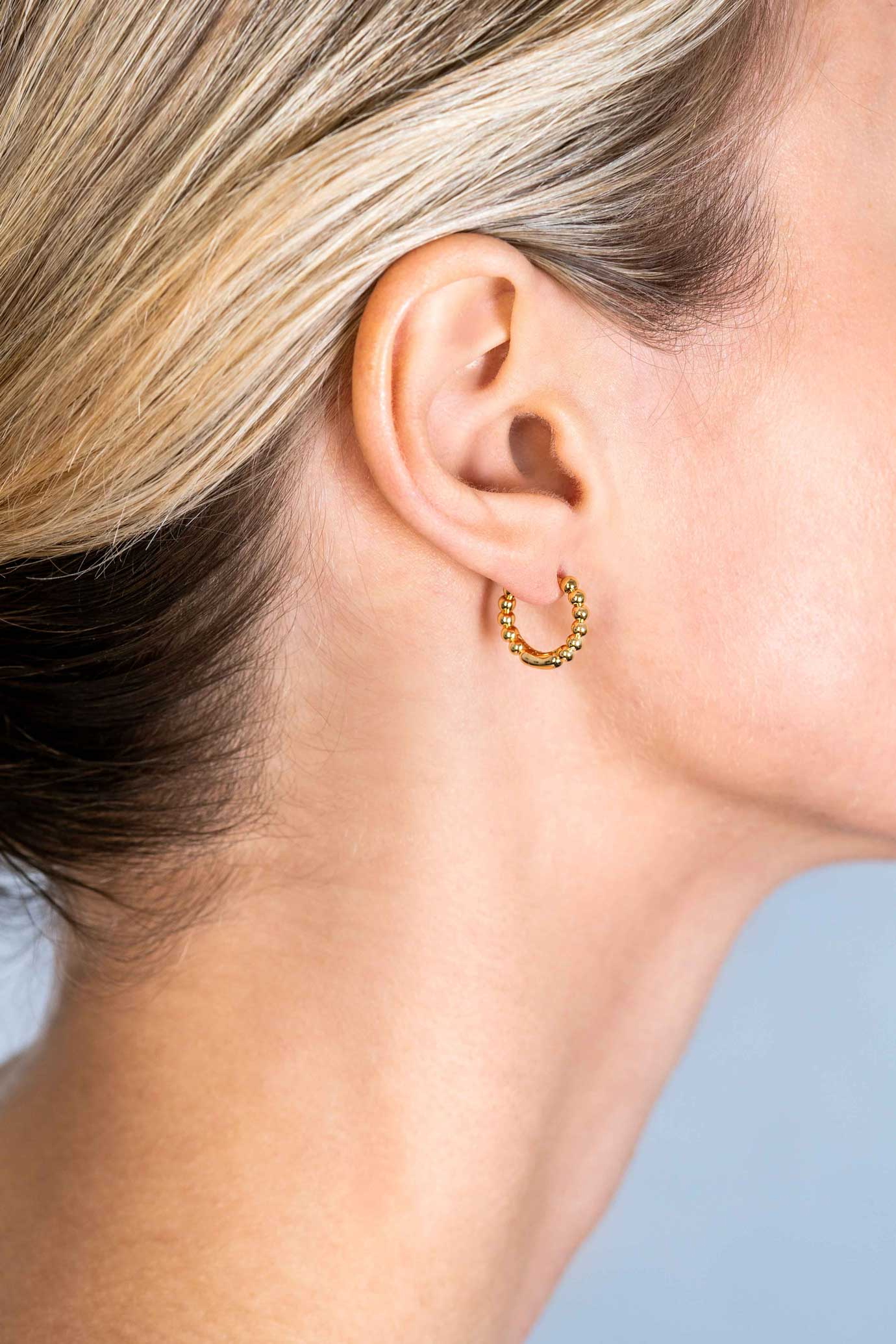 13,5mm ZINZI Gold Plated Sterling Silver Hoop Earrings Beads 13,5x2,5mm ZIO923G