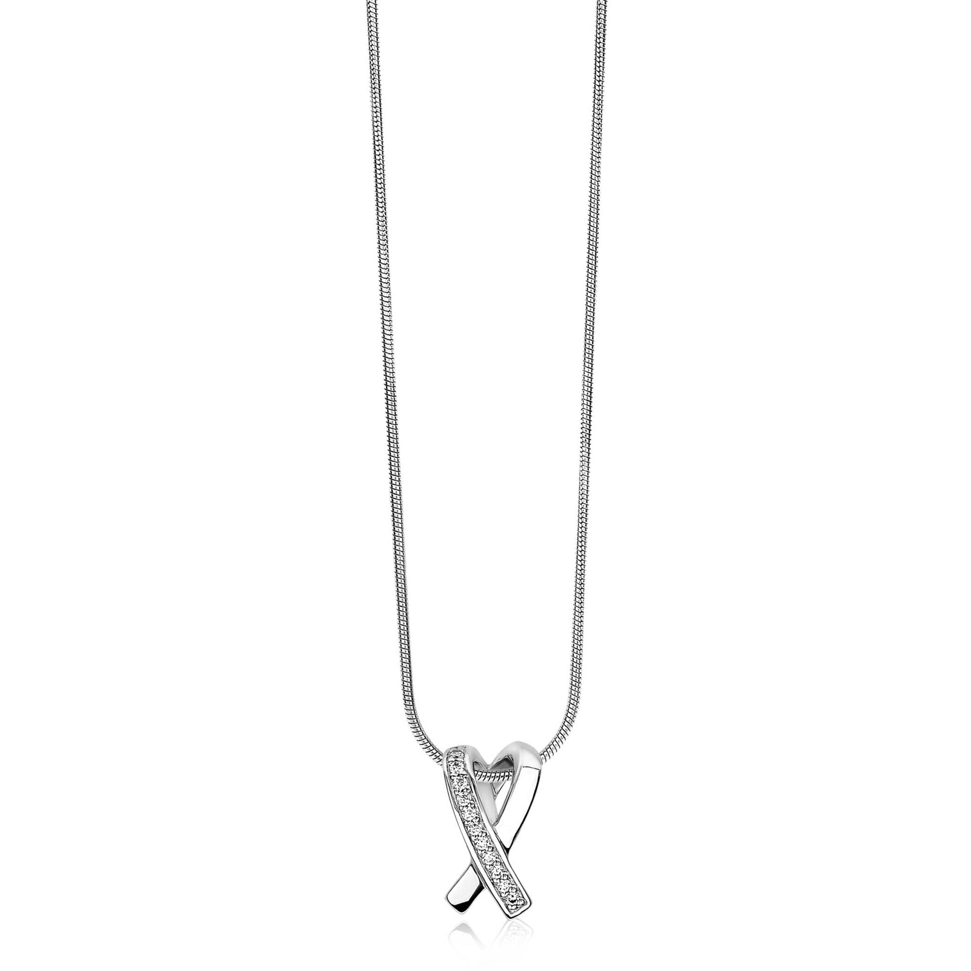 ZINZI Sterling Silver Pendant Crossover White ZIH1625