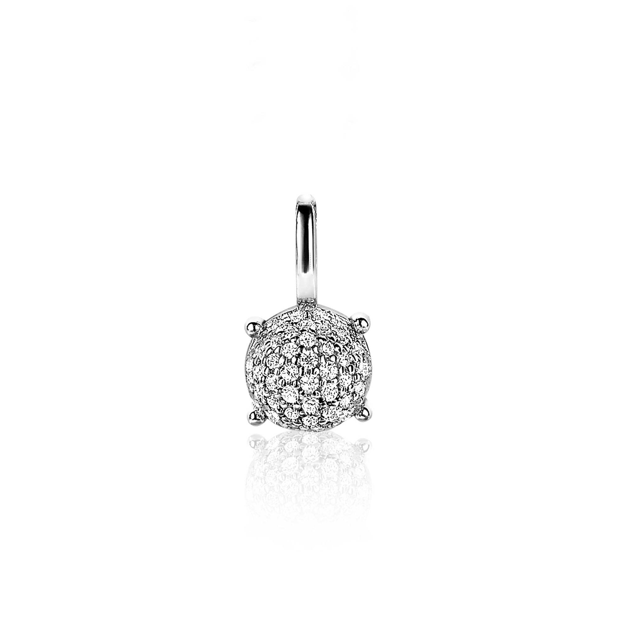 ZINZI zilveren hanger rond wit ZIH2074 (zonder collier)