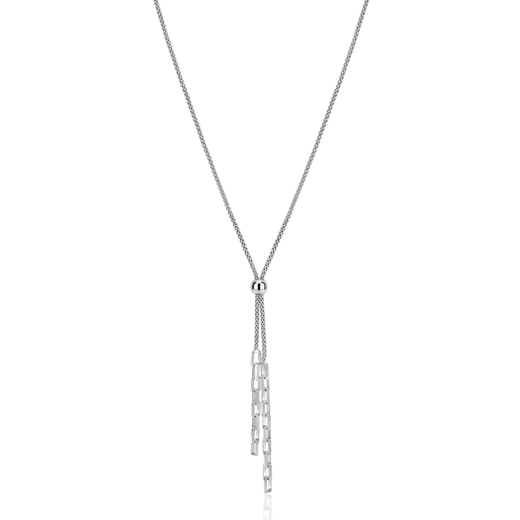 ZINZI zlv. Y-collier popcorn en schakels 43-46cm