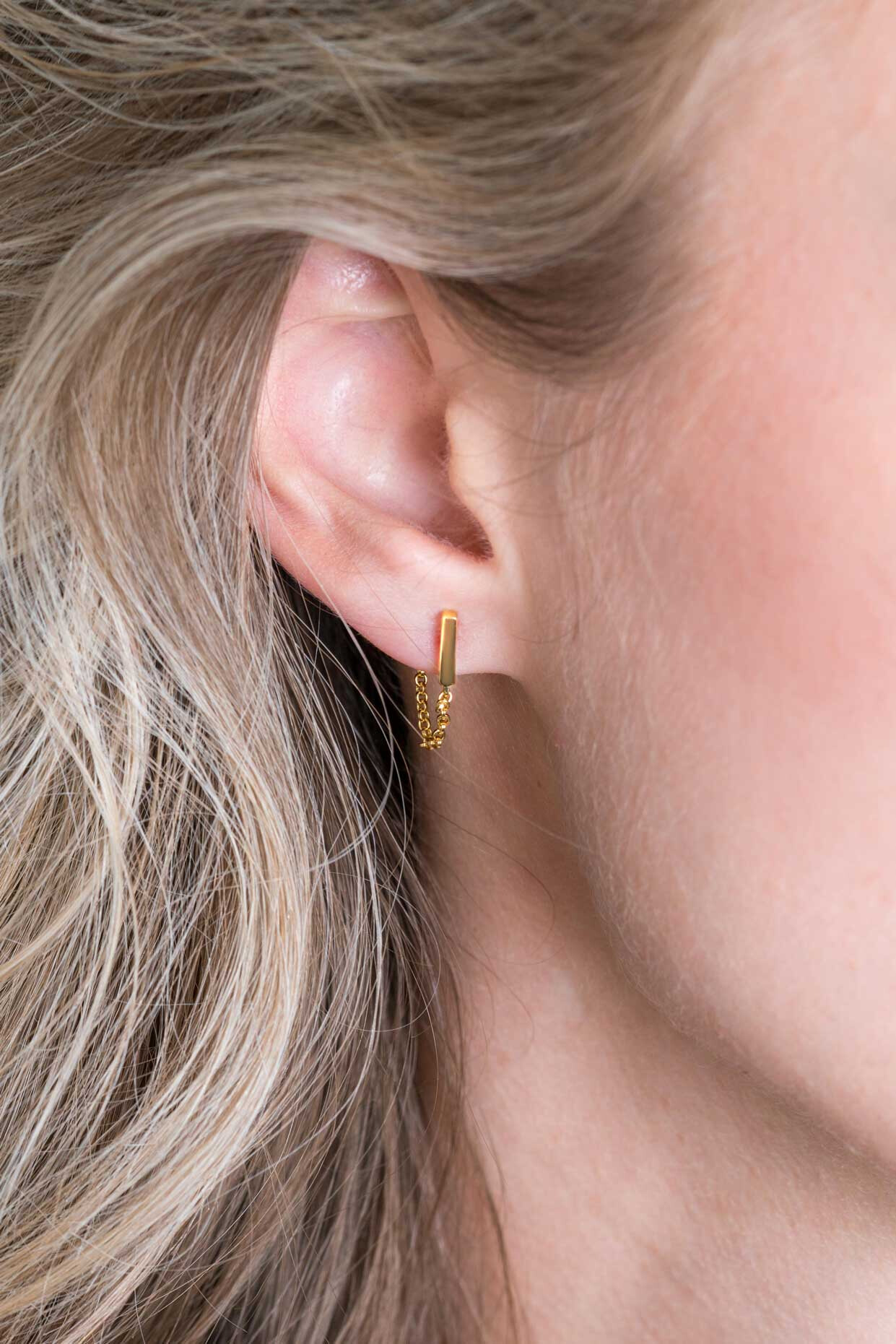 ZINZI silberne Ohrstecker 14K gelb vergoldet mit Kette Staab ZIO1688G