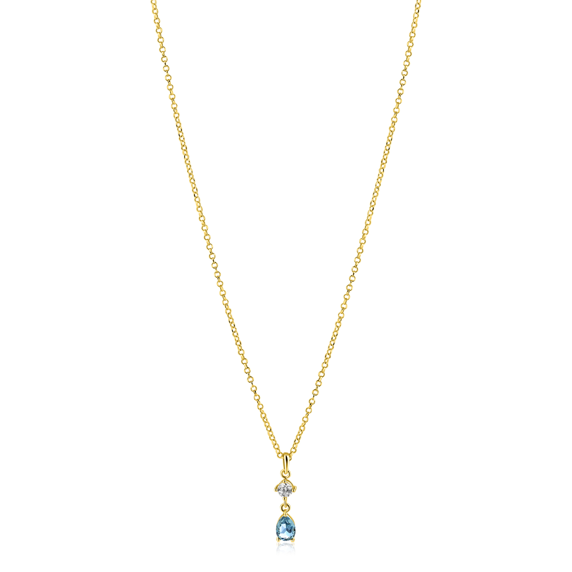 ZINZI zlv.collier gg.verg.hanger peer blauw/VK zirc