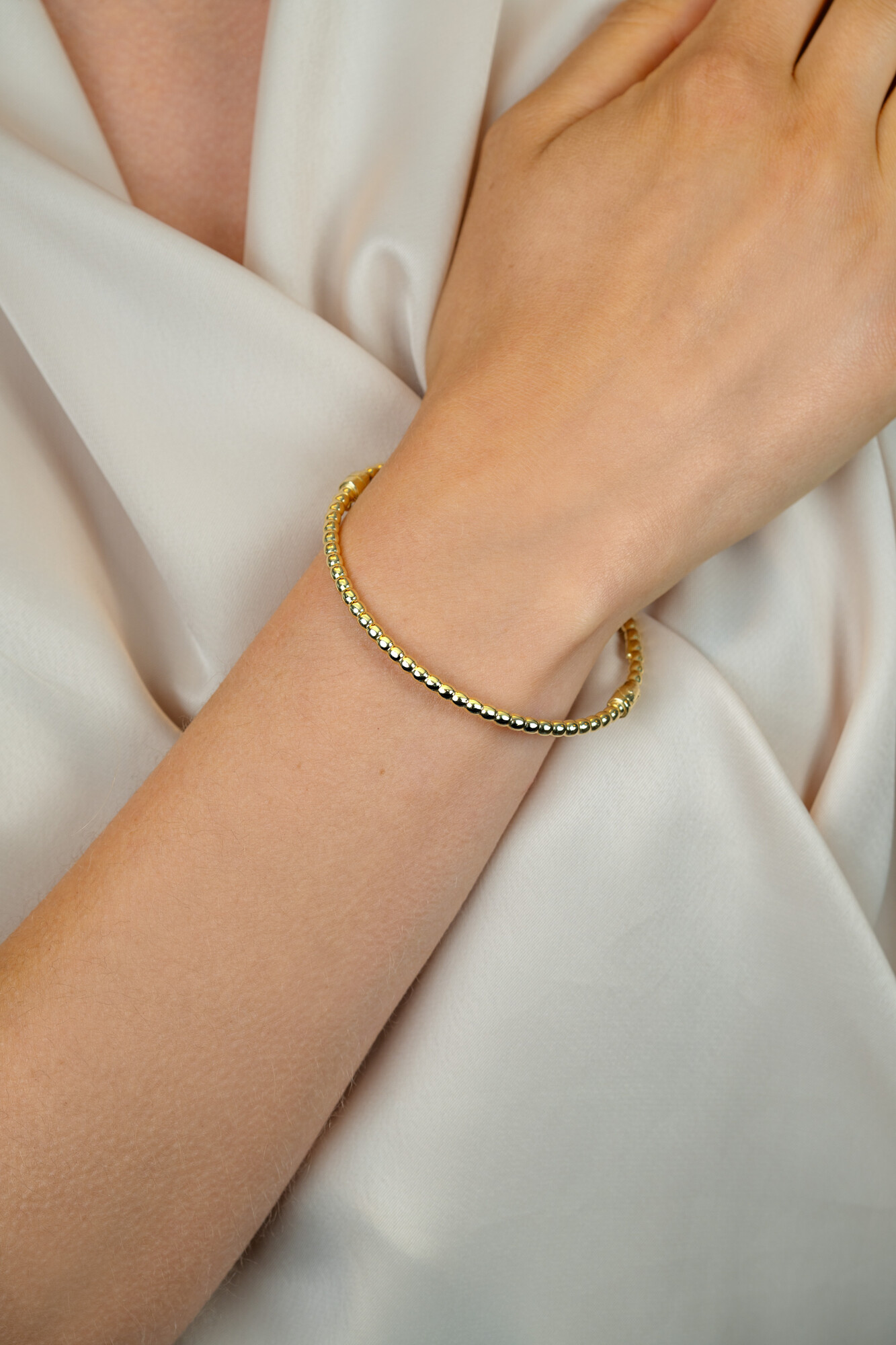 ZINZI zlv. bangle armband gg.verg.bolletjes 3mm