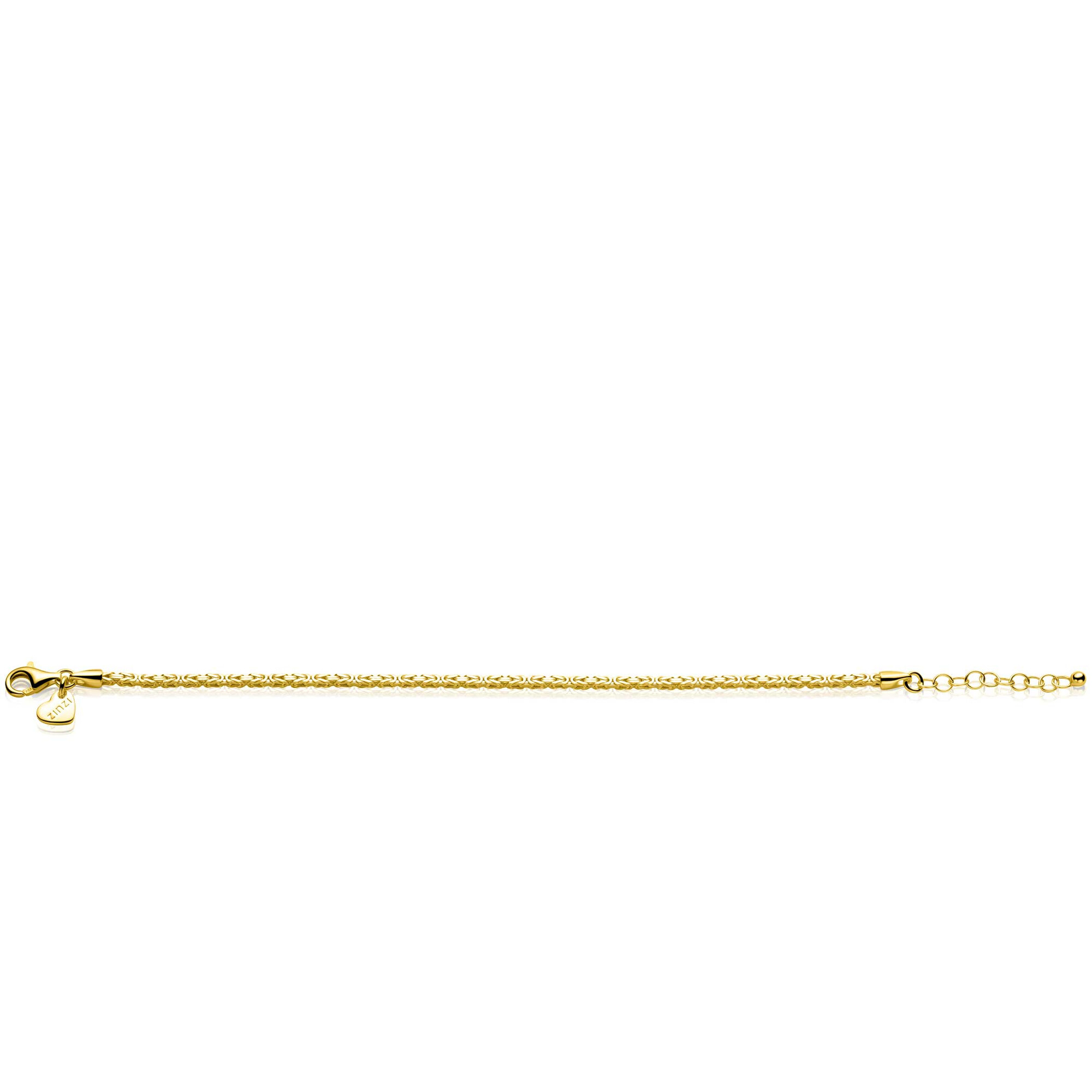 ZINZI gold plated zilveren massieve koningsschakel armband (2mm breed) 17-20cm ZIA2846G