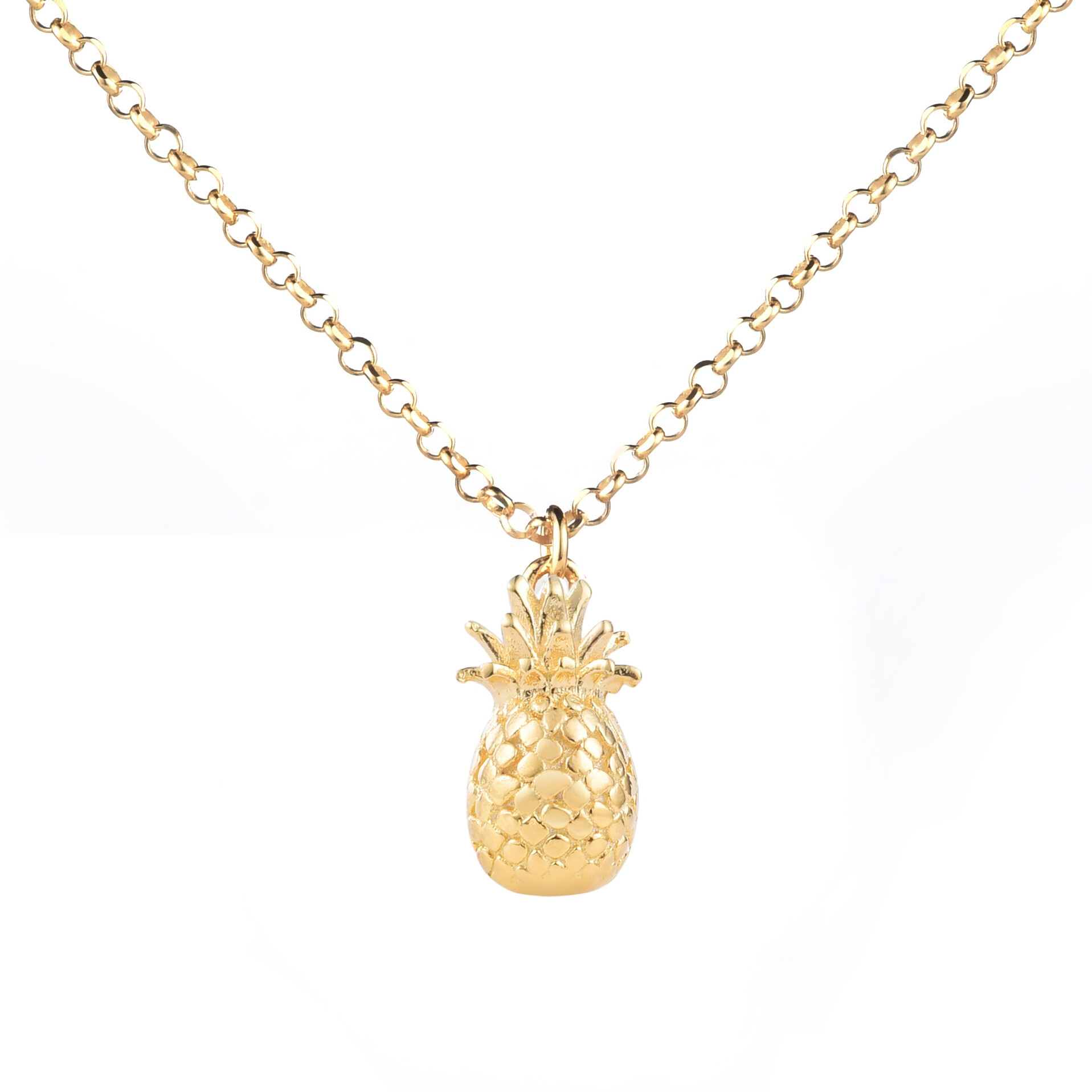 ZINZI zilveren ketting geel verguld ananas 42-45cm ZIC1699G