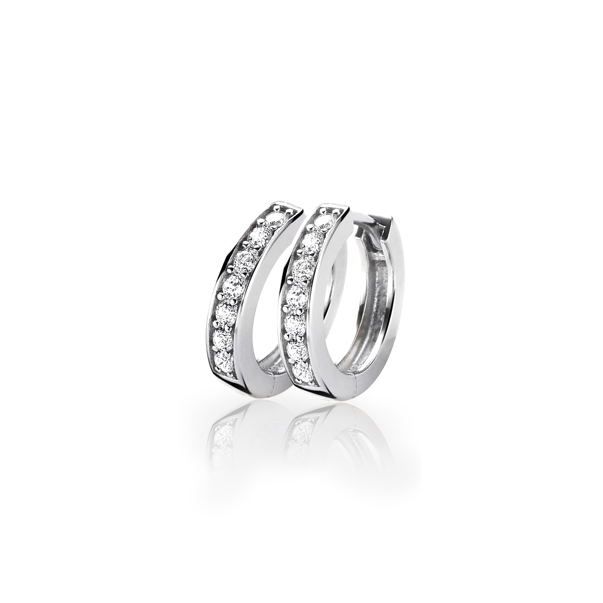 15mm ZINZI Sterling Silver Hoop Earrings White Zirconias width 3mm ZIO191Z
