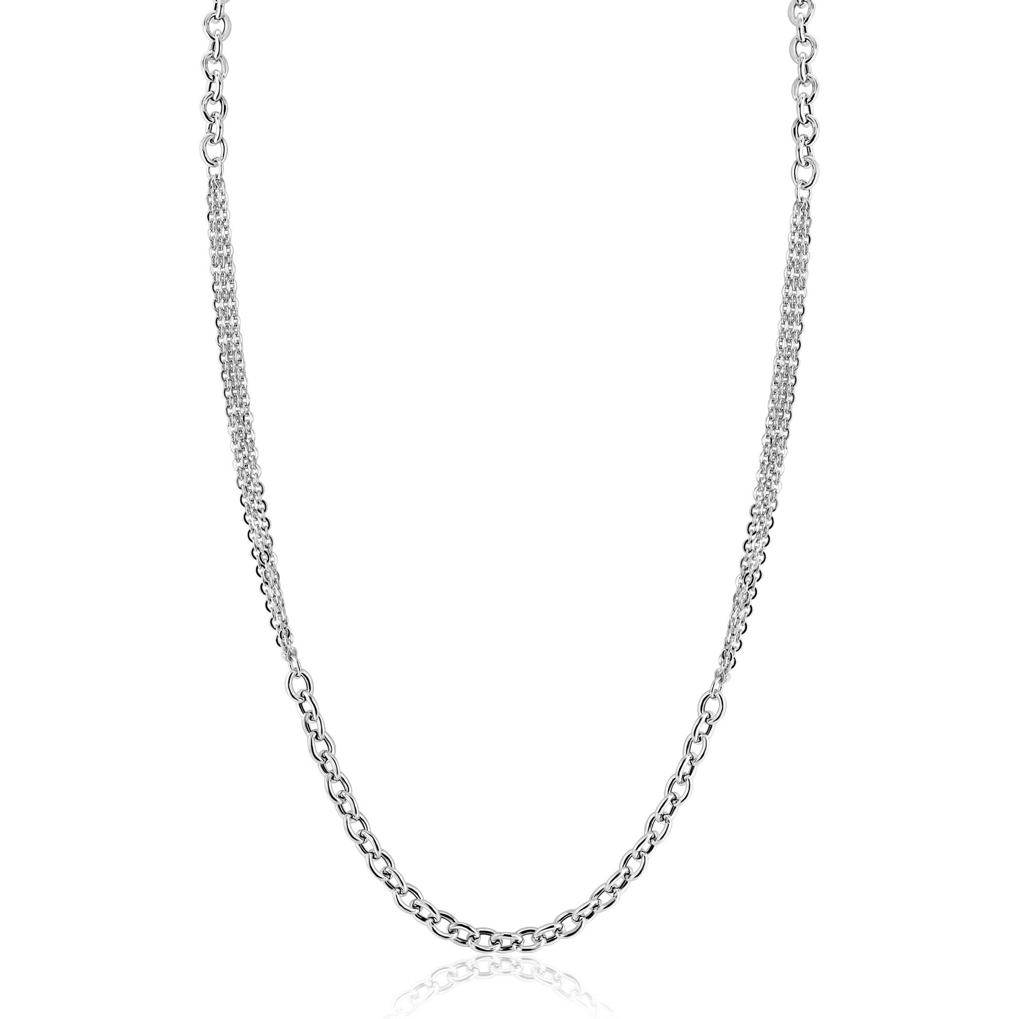 ZINZI zilveren collier 45cm met dubbele stijl: grove schakel en fijne kettingen ZIC2781