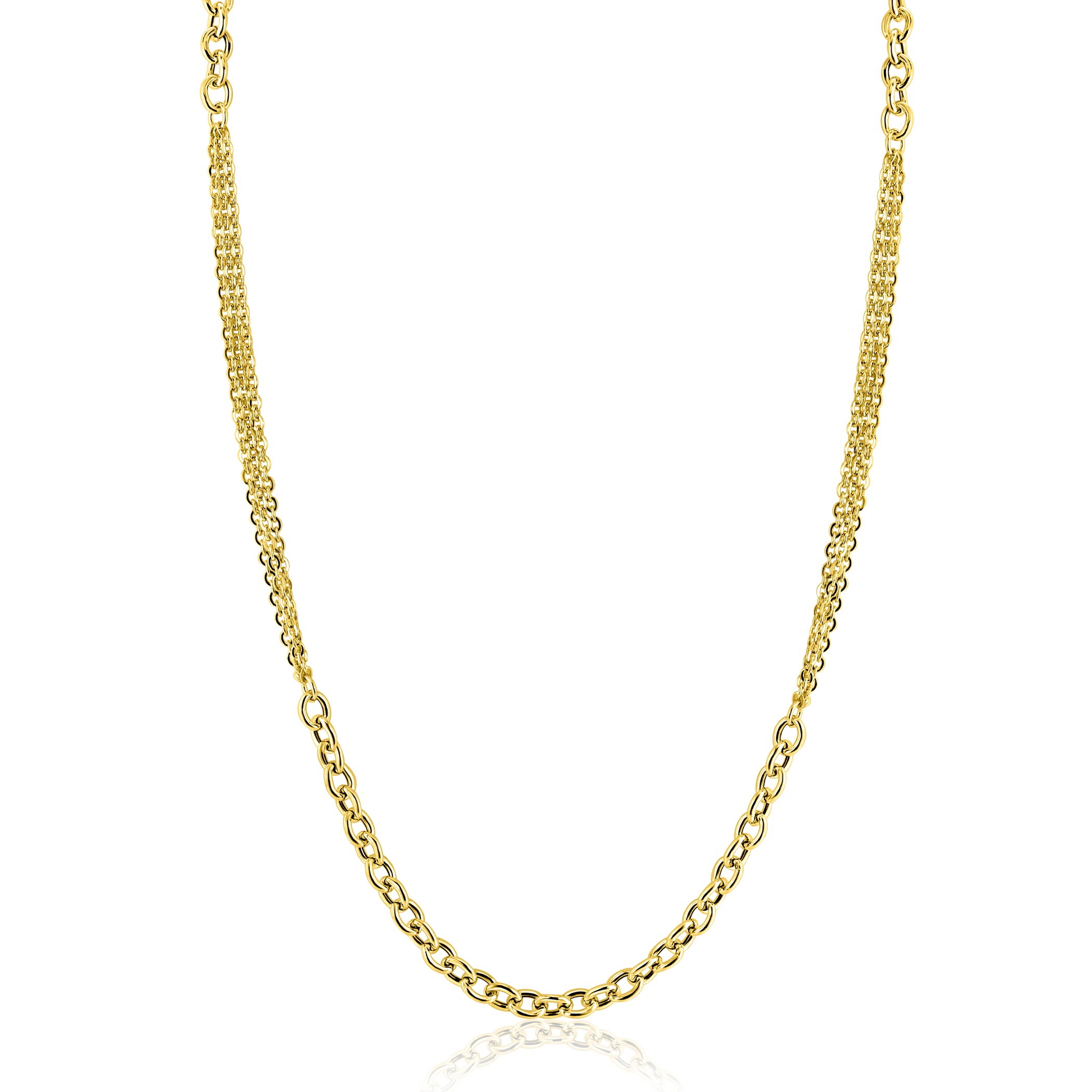 ZINZI zlv. collier gg.verg. multi look ovale schakels
