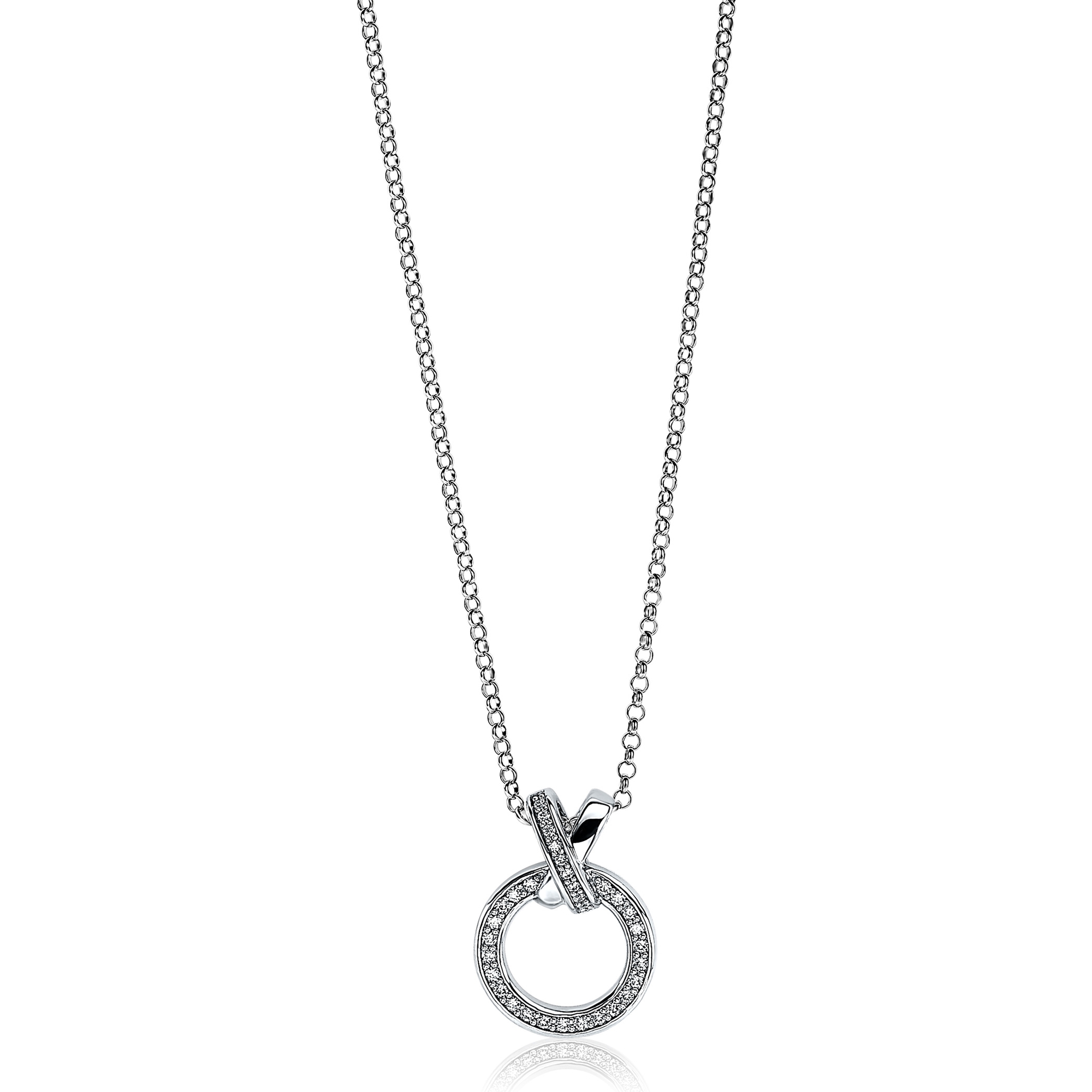 ZINZI silberne Kette rund überkreuz weiß 45cm ZIC1816