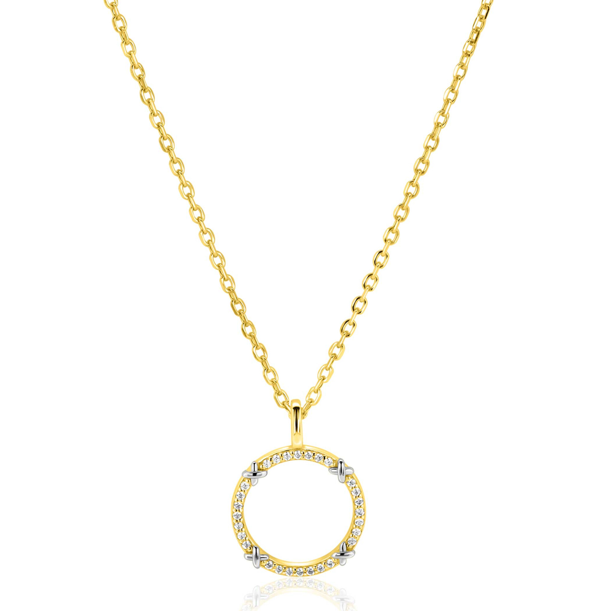 ZINZI zlv. collier gg.verg. hanger bic.met Xjes/zirc.