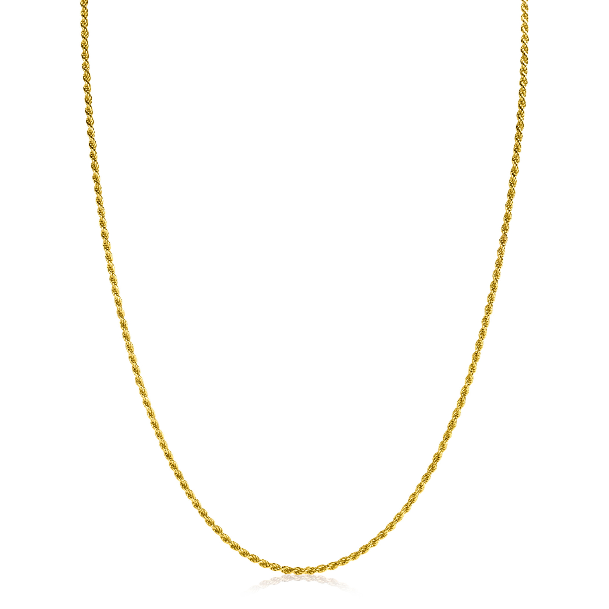 45cm ZINZI Gold Plated Sterling Silver Rope Necklace ZILC-K45G