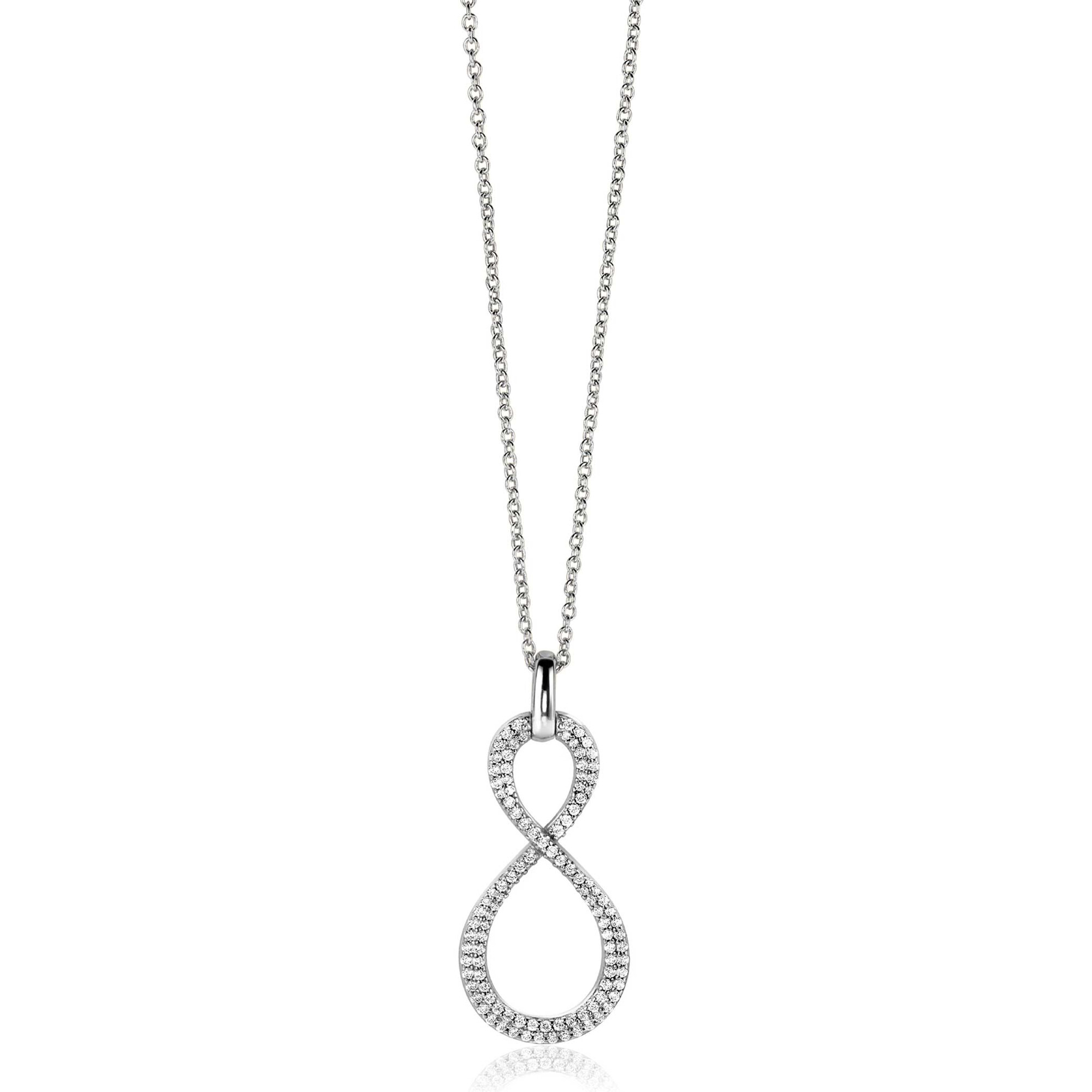 35mm ZINZI Sterling Silver Infinity Pendant White Zirconias ZIH2570 (excl. necklace)