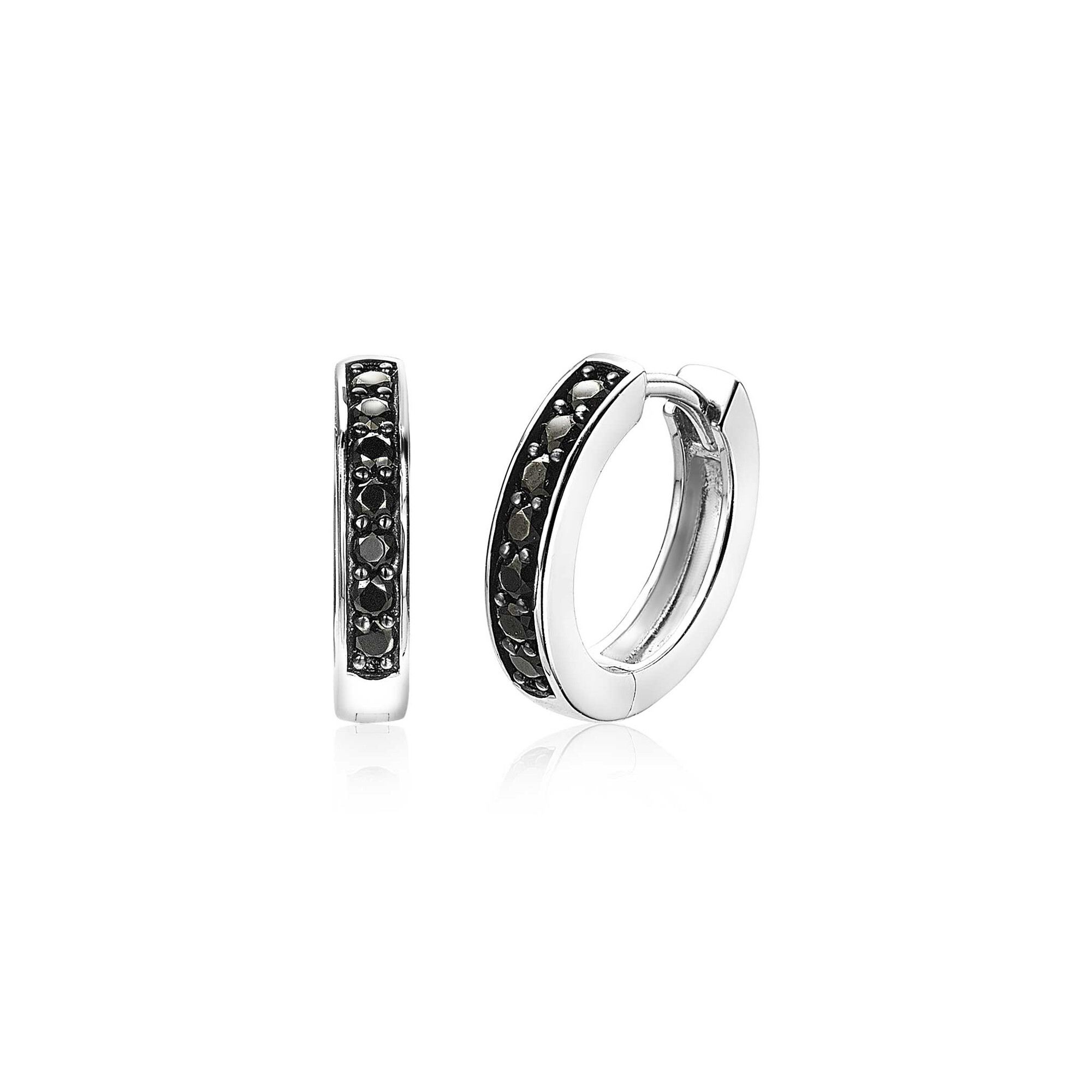 Zinzi silberne Kreolen 15 x 3mm schwarz ZIO191B