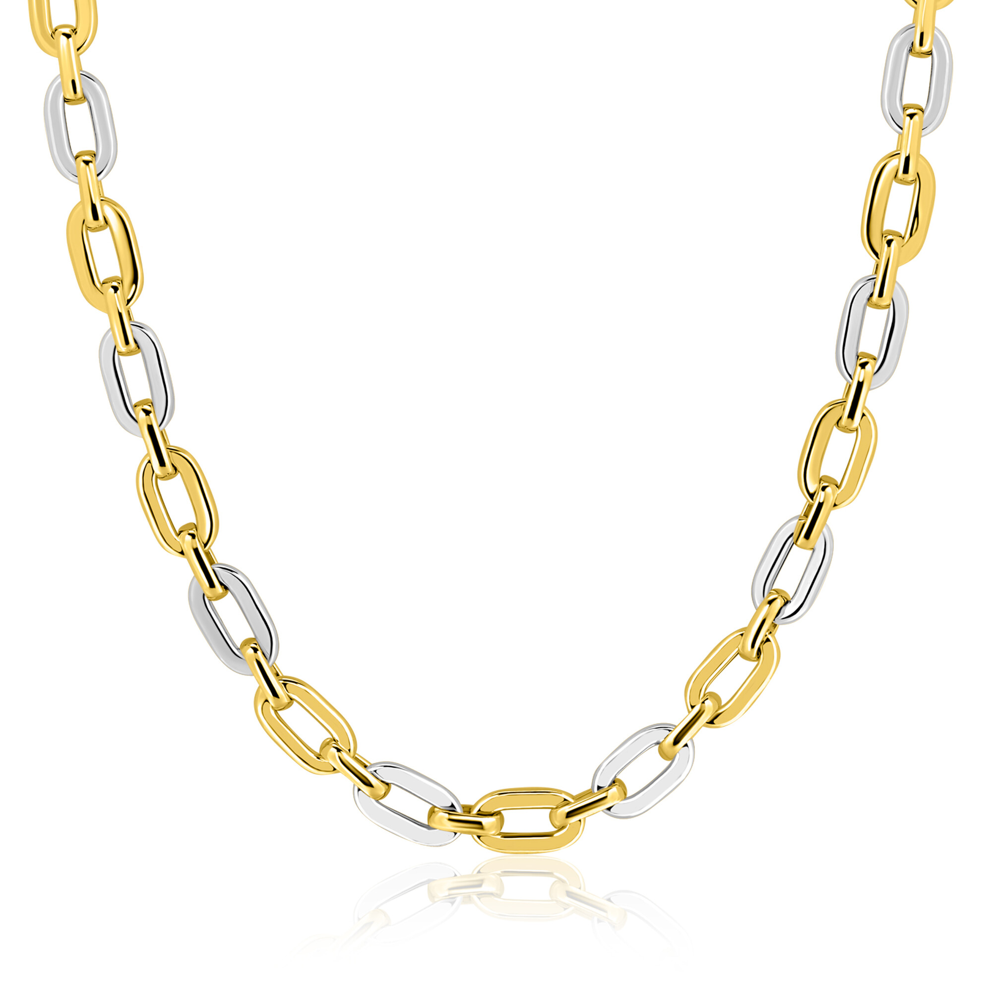 ZINZI zlv. collier bicolor met ovale schakels 42/45cm