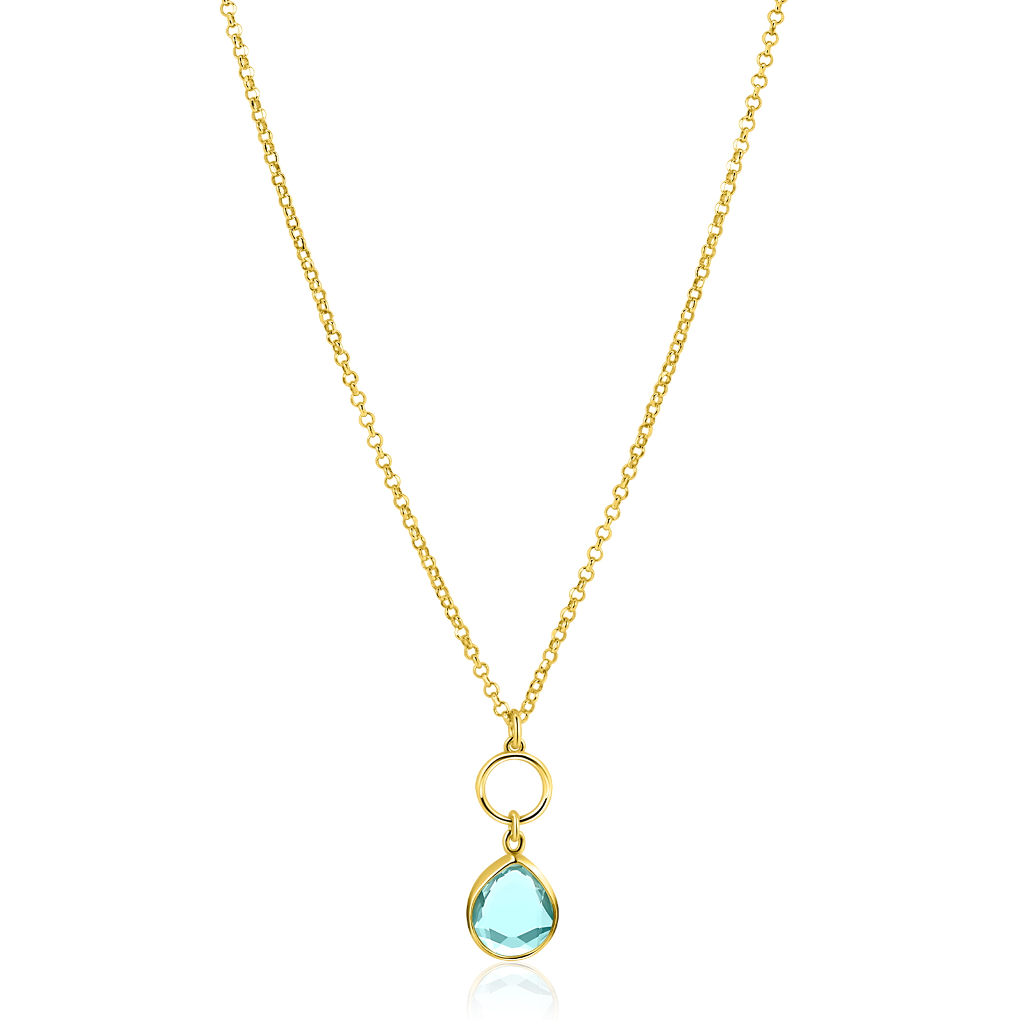 ZINZI zlv. collier gg.verg. turq. peer en rondje