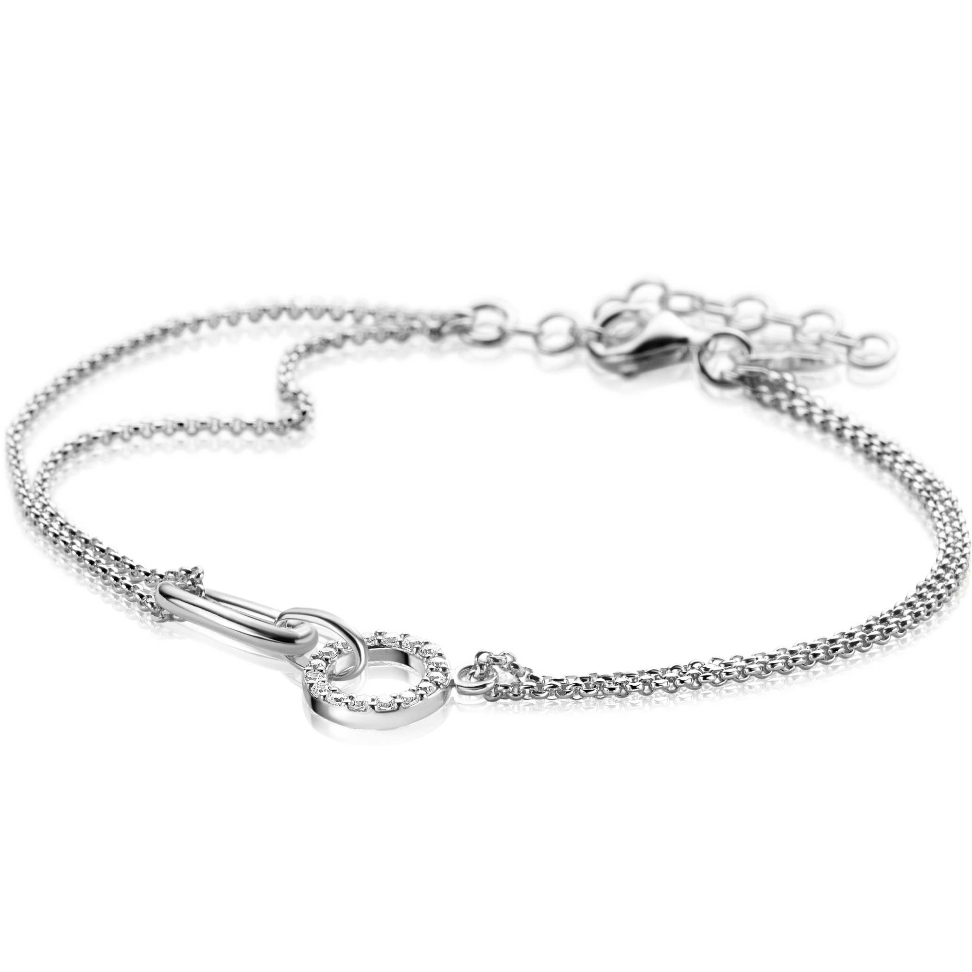 ZINZI zlv. armband met ovale en ronde schakel zirc.