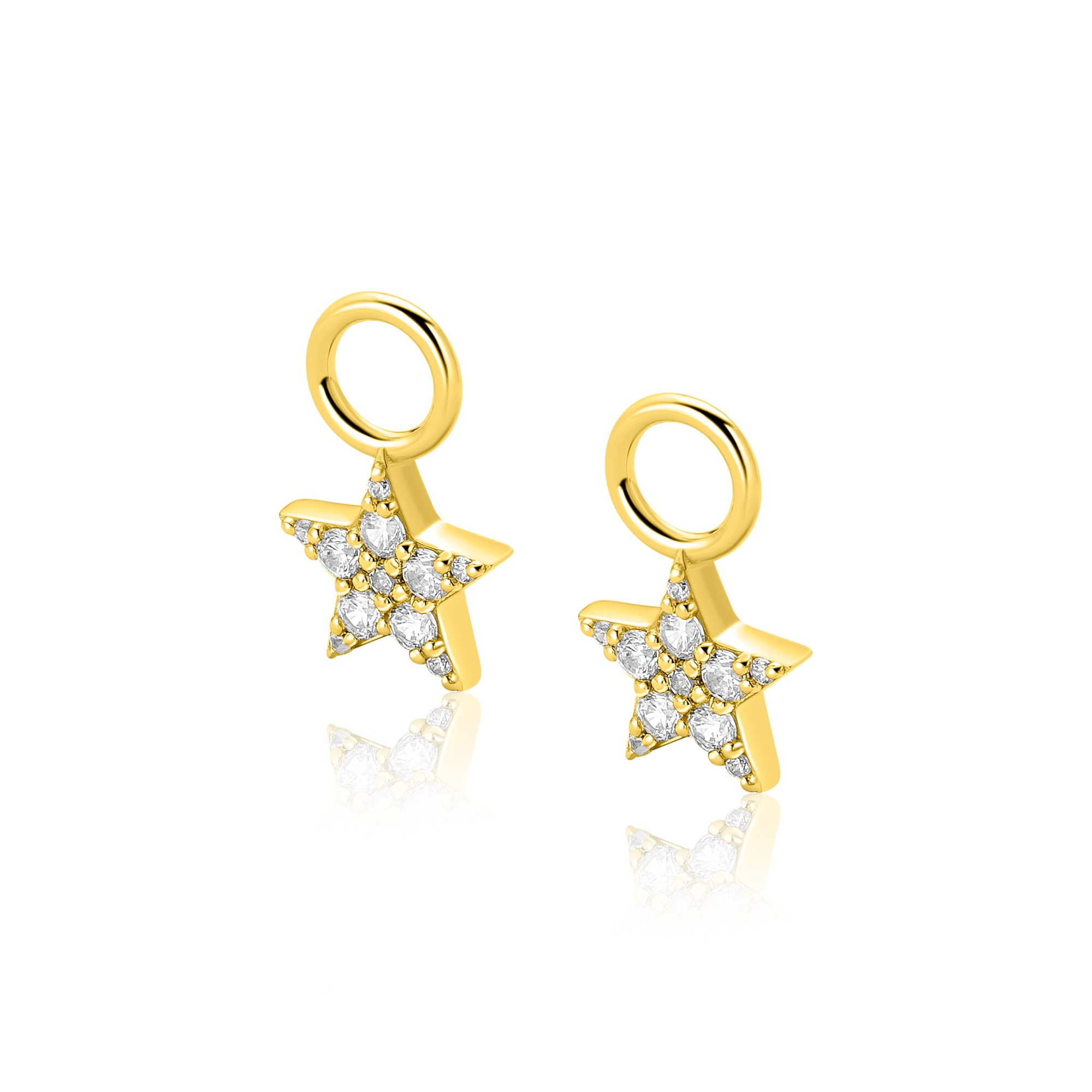 8,5mm ZINZI goldplated zilveren oorbedels fonkelende ster ZICH2138Y (zonder oorringen)
