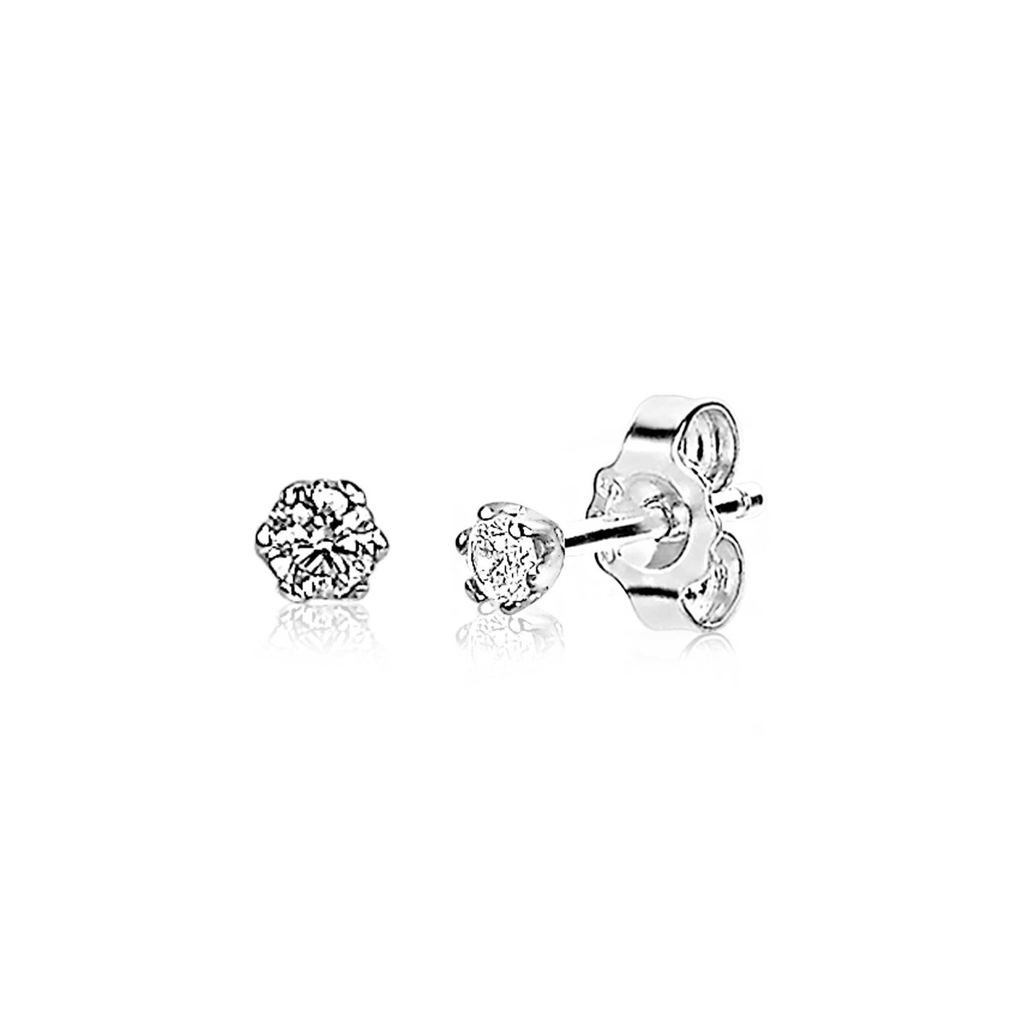 ZINZI silberne Ohrstecker 3,5mm Zirkonia  weiß Chaton Fassung ZIO1983