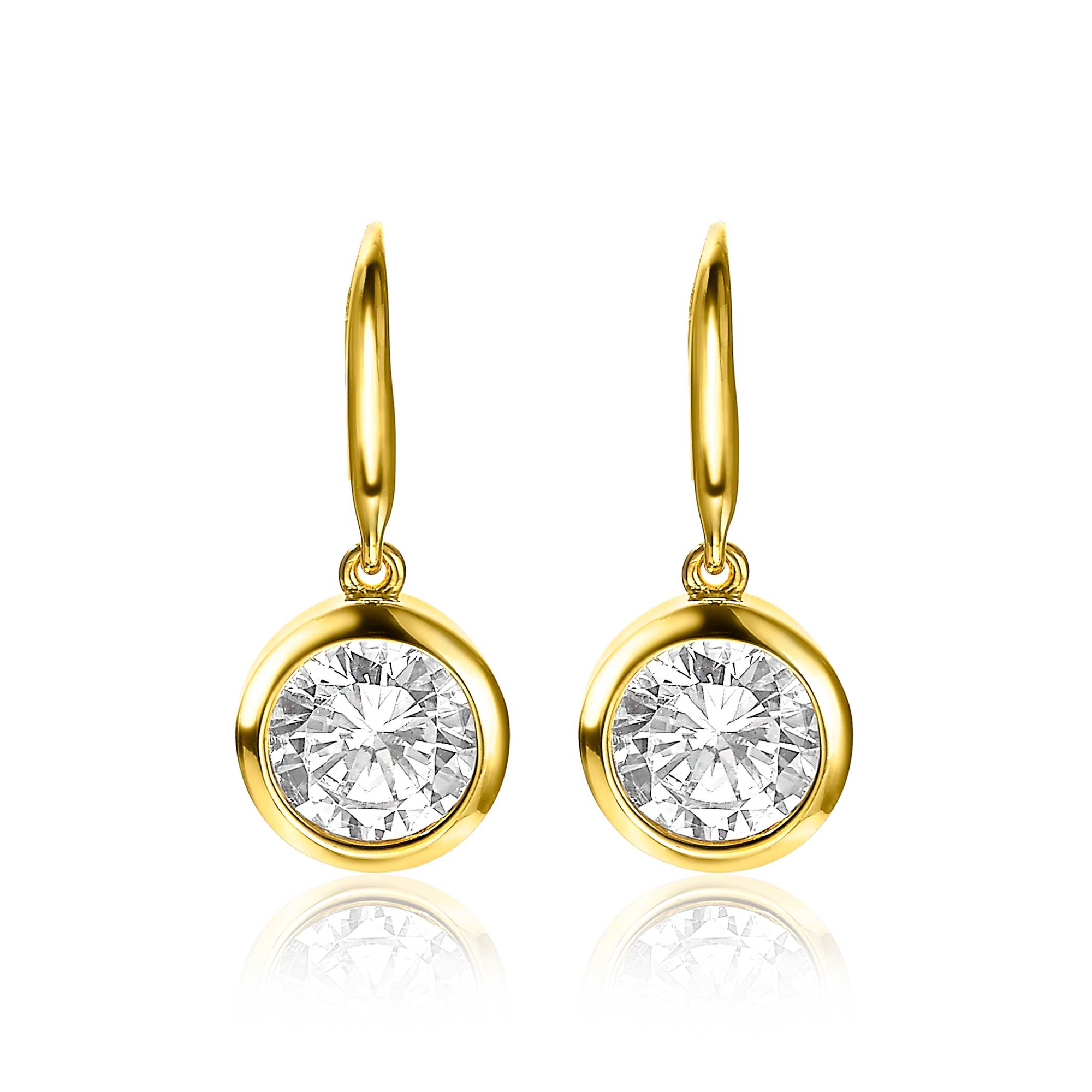 ZINZI silberne Ohrhänger gelbvergoldet  weiße Zirkonia 11mm ZIO2