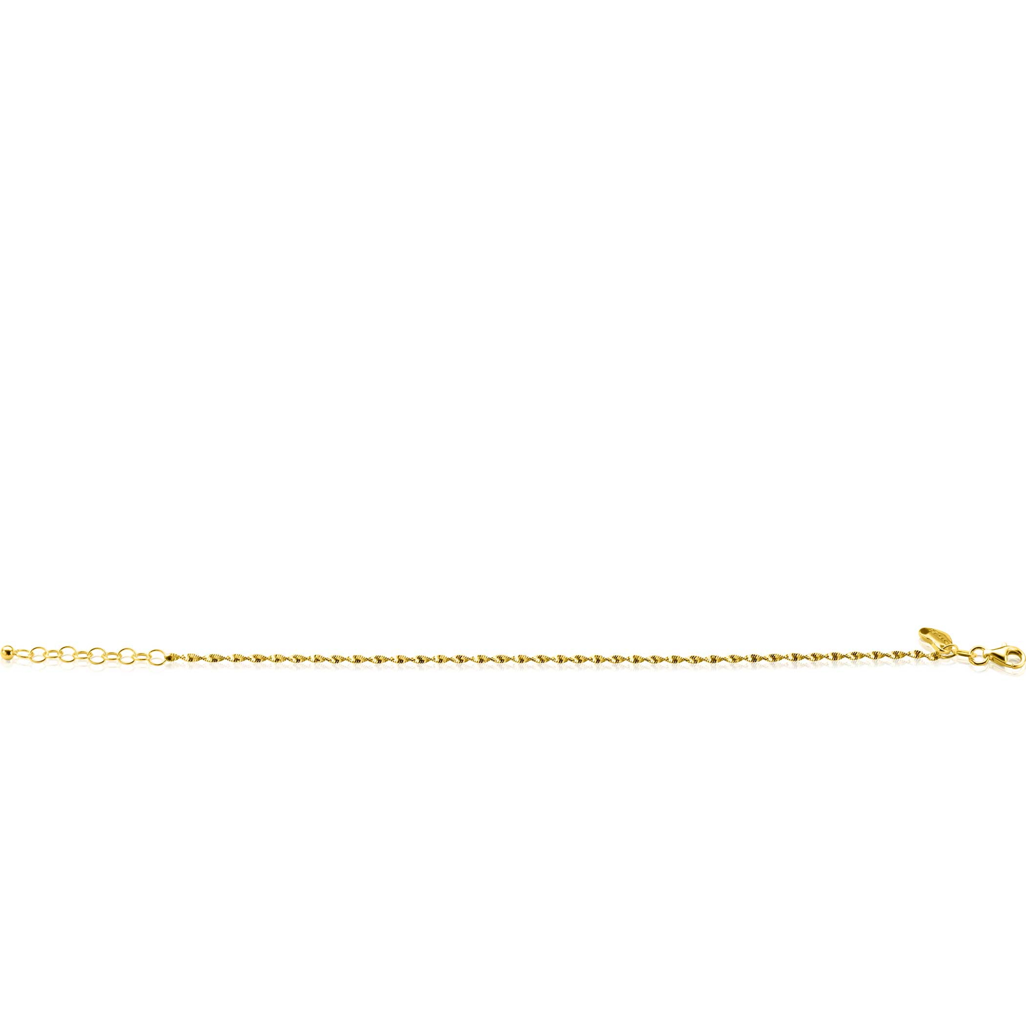 ZINZI gold plated zilveren singapore armband met glinsterende gedraaide schakels 1,9mm breed 17-20cm ZIA2585G
