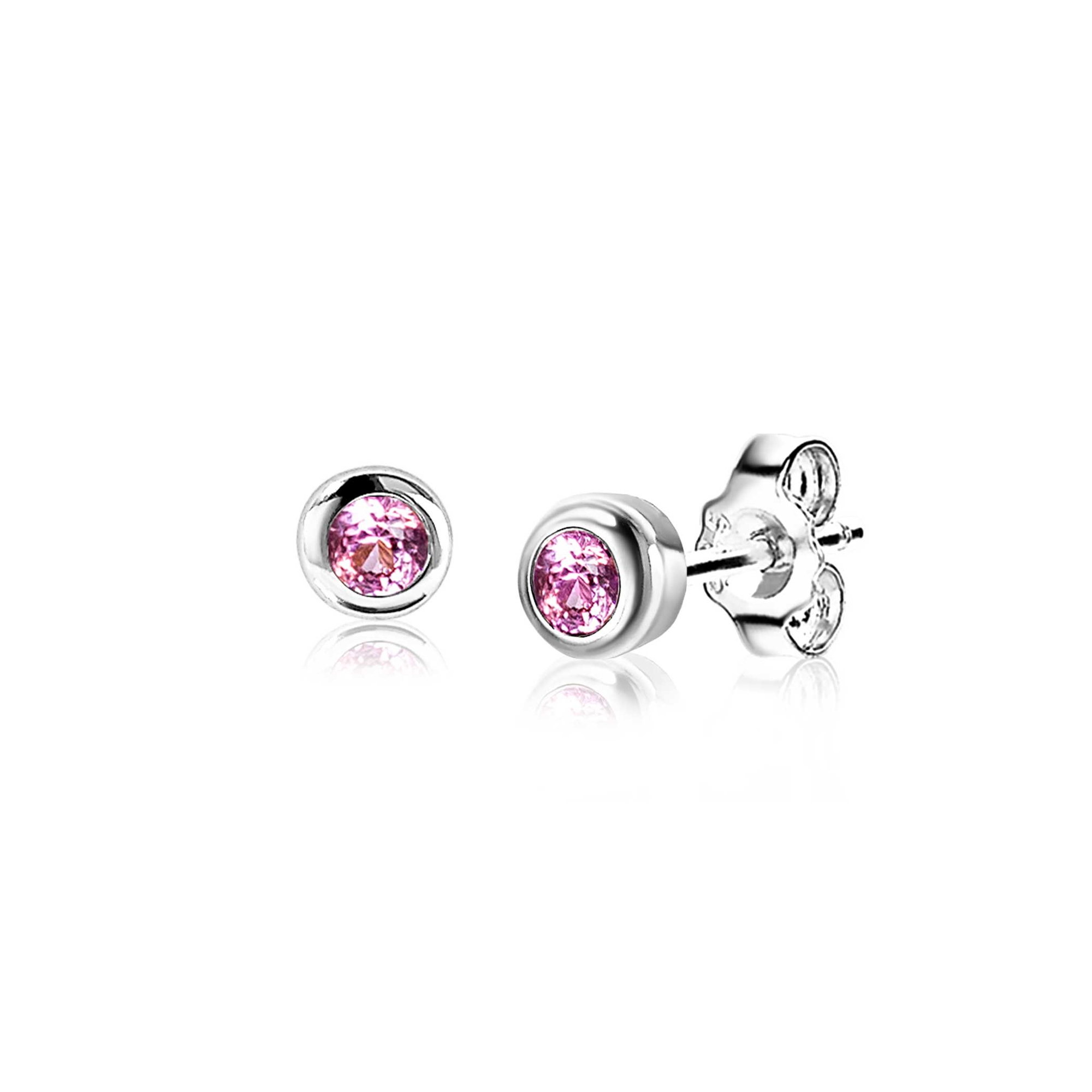 ZINZI zlv. oorkn.birthstones toermalijn cz