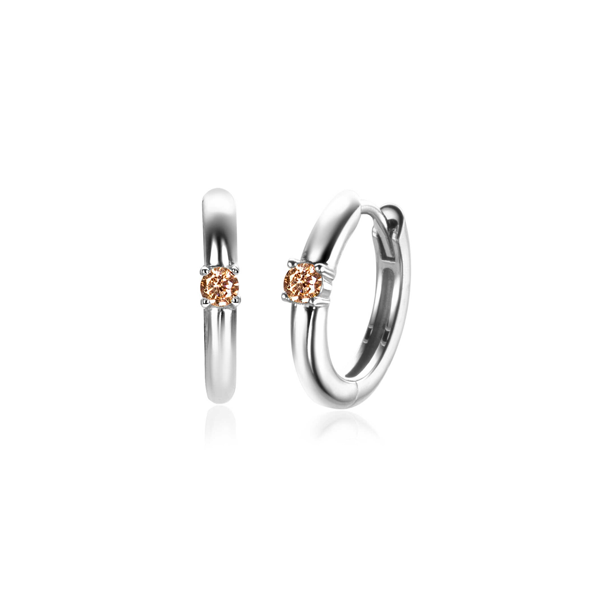 NOVEMBER oorringen 13mm zilver met geboortesteen geel citrien zirconia 
