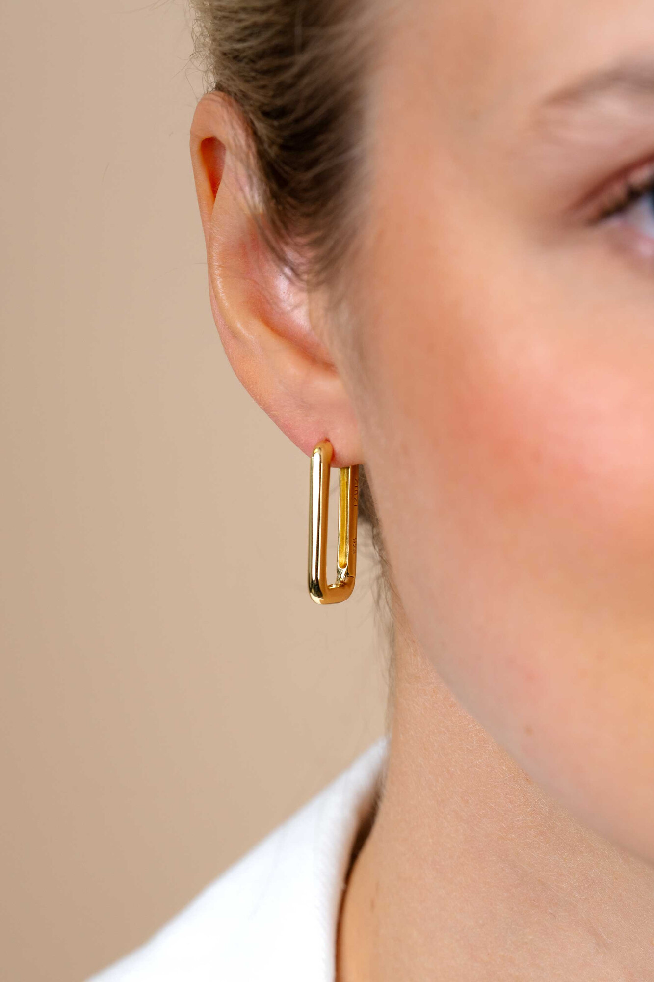 24mm ZINZI Gold Plated Sterling Silver Hoop Earrings Rectangular 24x3mm ZIO2223G