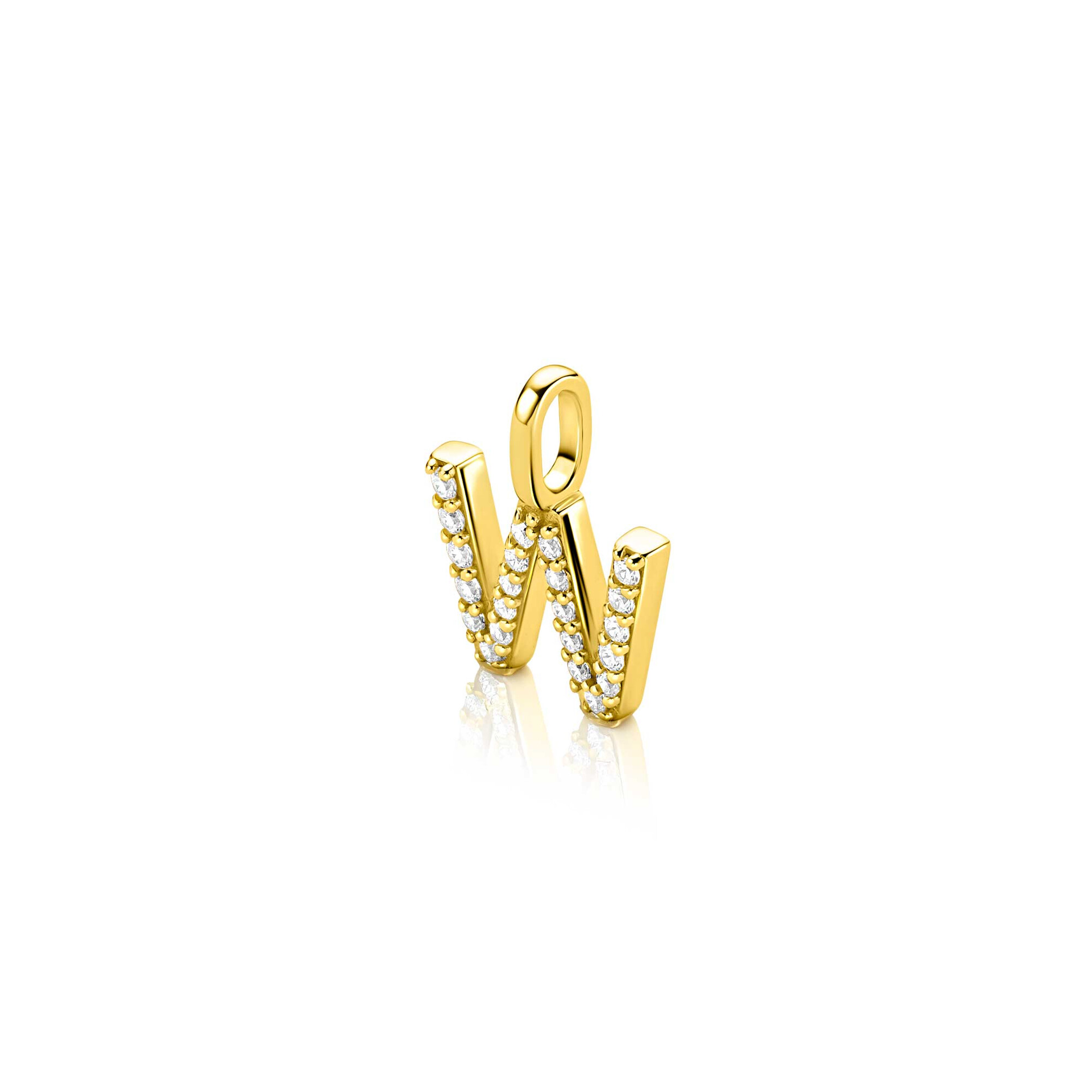 ZINZI zlv.hanger gg.verg.letter W bezet met zirconia's