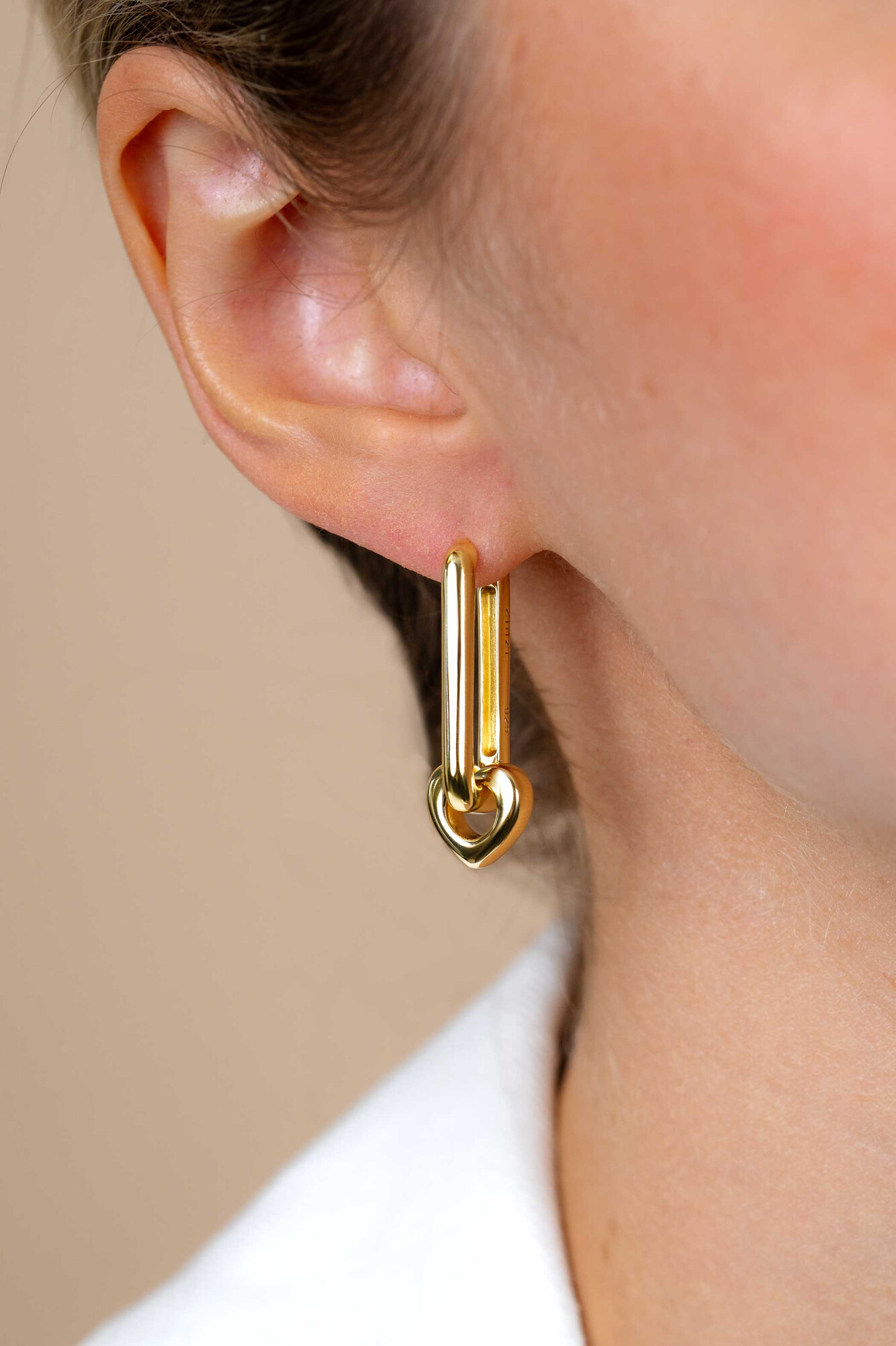 24mm ZINZI Gold Plated Sterling Silver Hoop Earrings Rectangular 24x3mm ZIO2223G