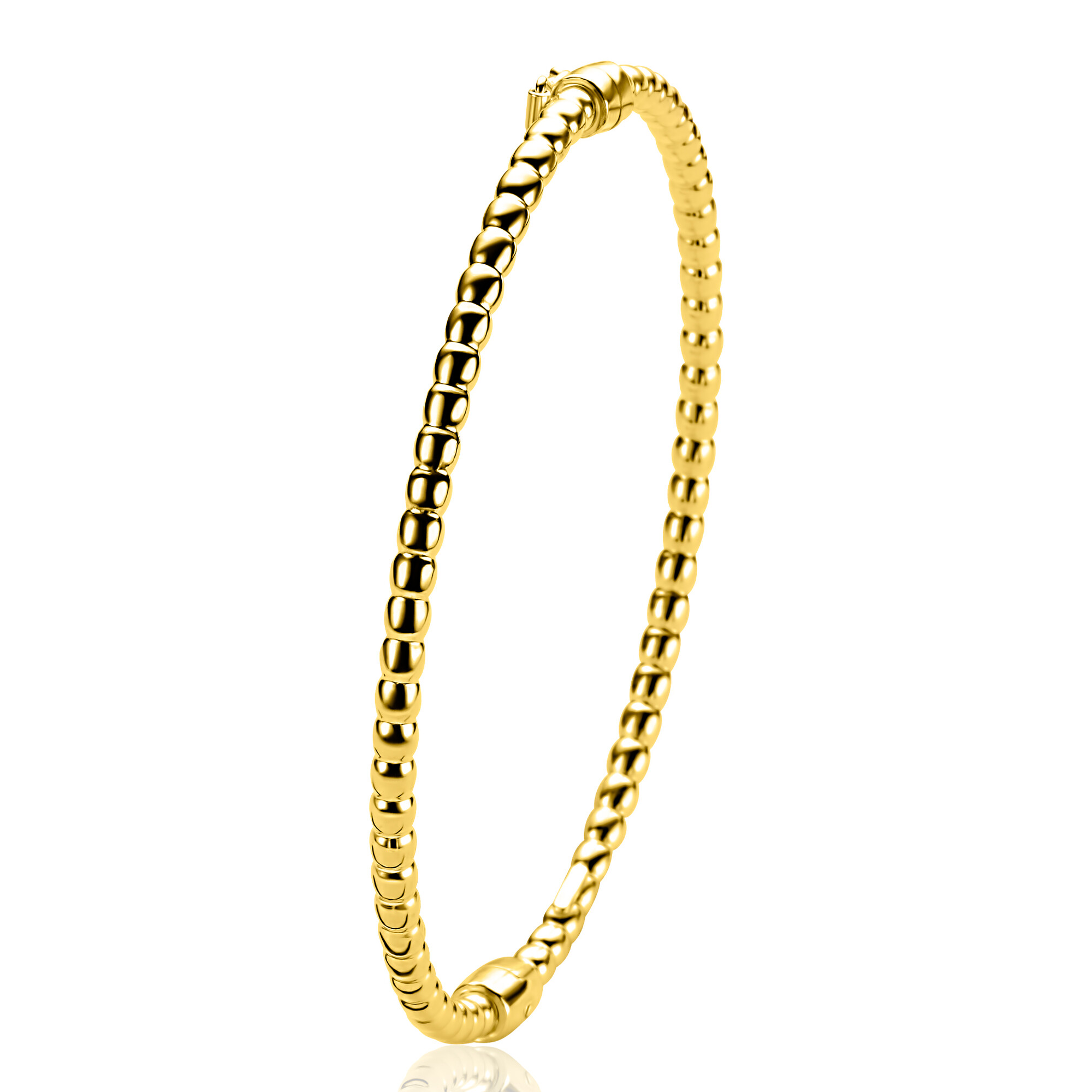 ZINZI zlv. bangle armband gg.verg.bolletjes 3mm