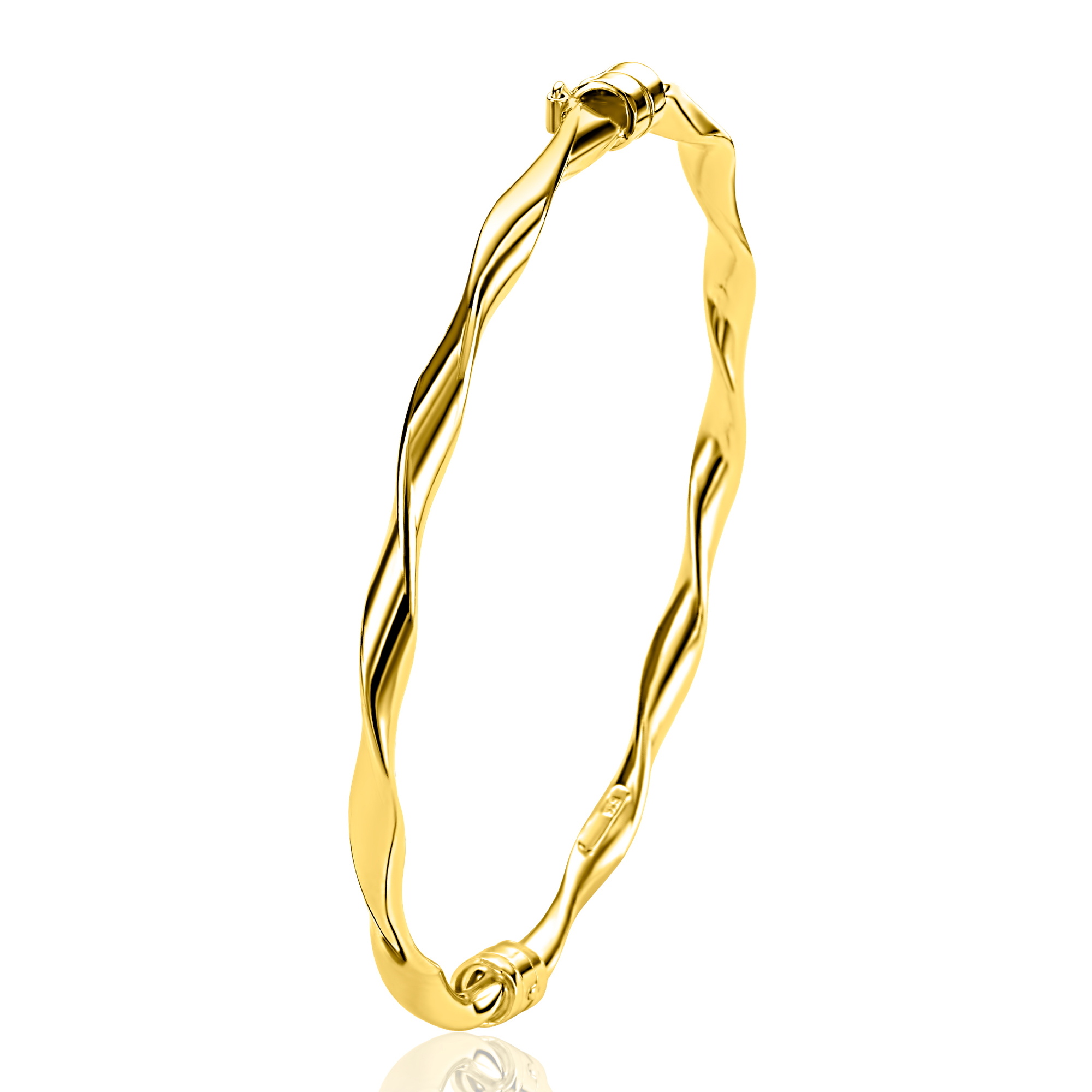 ZINZI zlv. bangle armband gg.verg. gedraaid 4mm