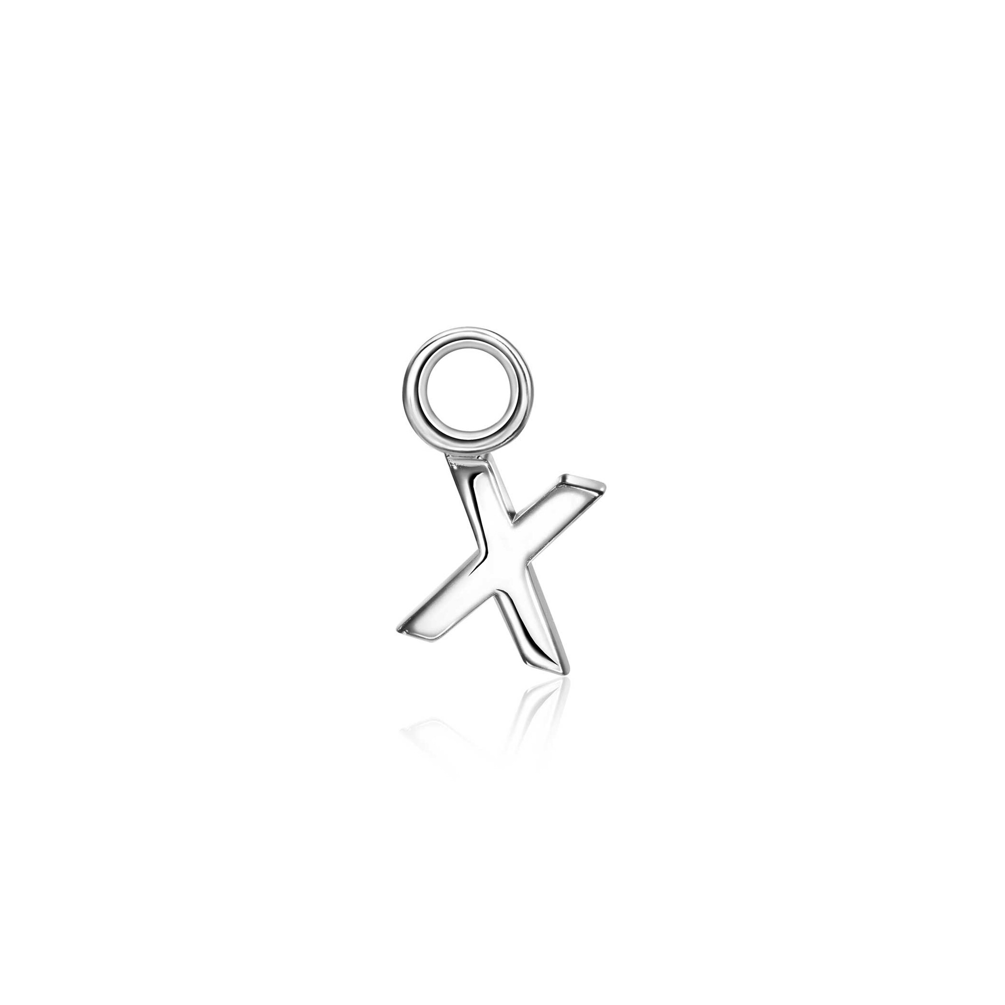 ZINZI Sterling Silver Letter Earrings Pendant X price per piece ZICH2144X (excl. hoop earrings)