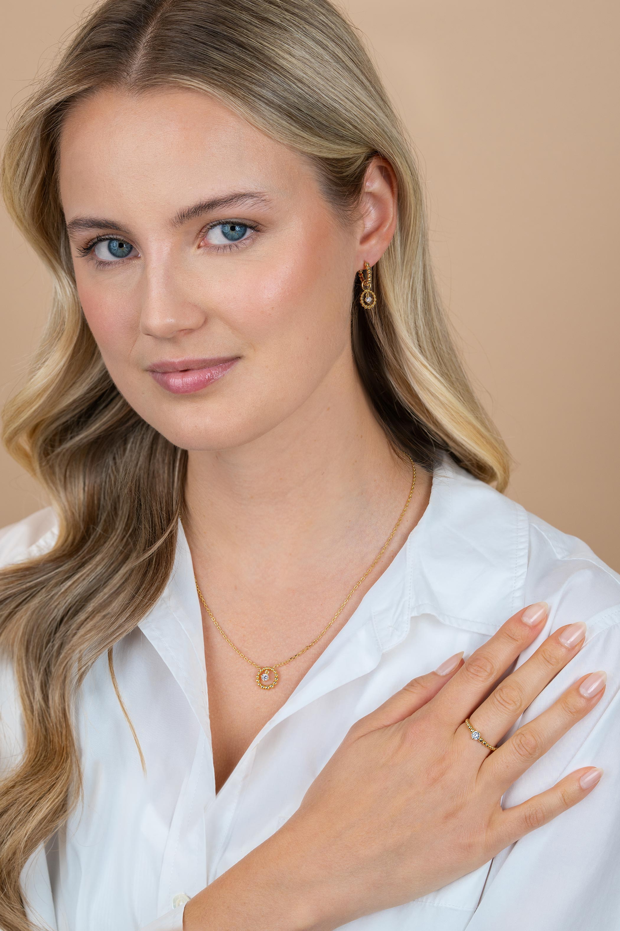 ZINZI zlv. gg.verg. oorbedels rond open bolletjes/zirc
