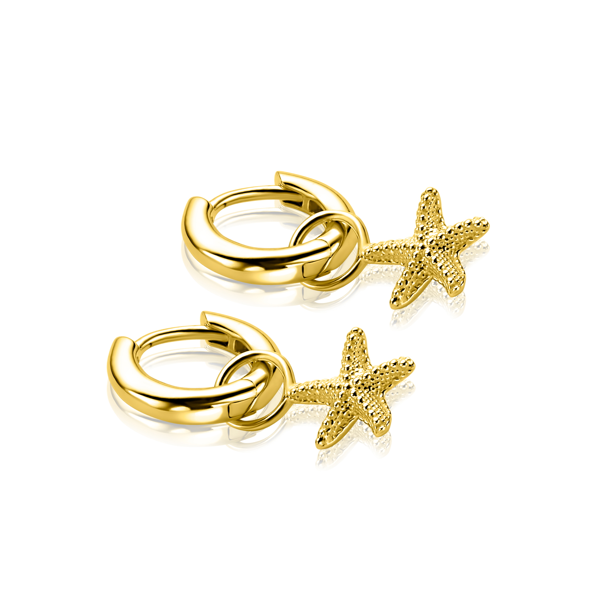 8mm ZINZI gold plated zilveren oorbedels zeester ZICH2731 (zonder oorringen)