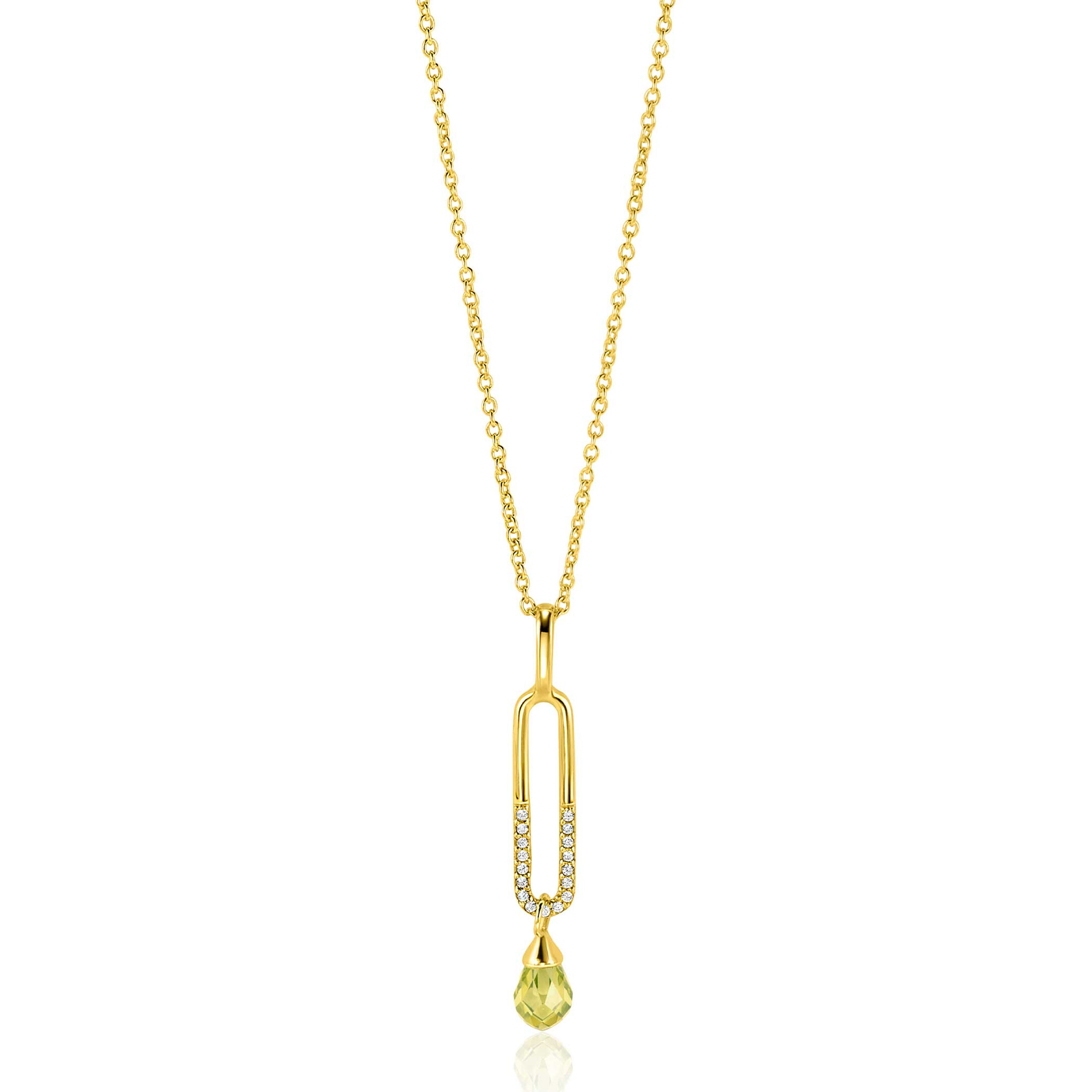 ZINZI zlv. hanger gg.verg.ovaal zirc./ licht groen peer