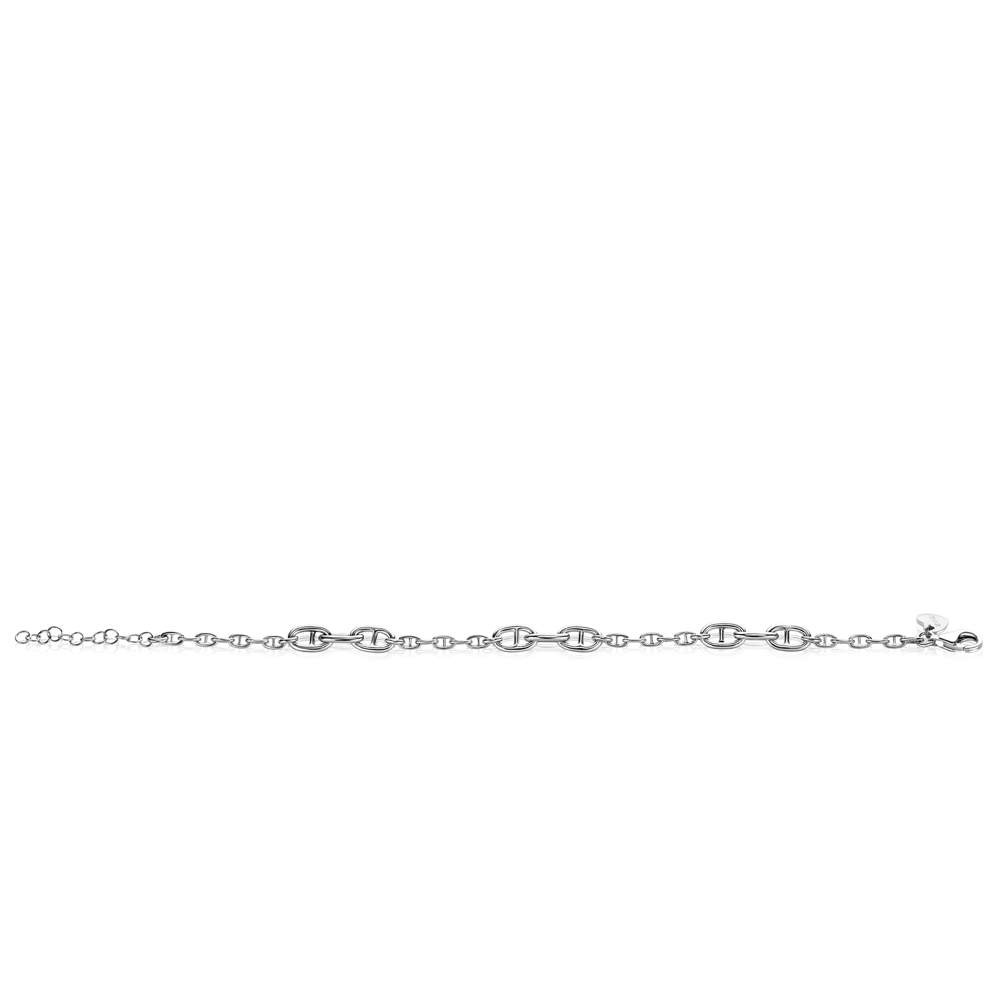ZINZI zlv. armband fant.brede en smalle schakels