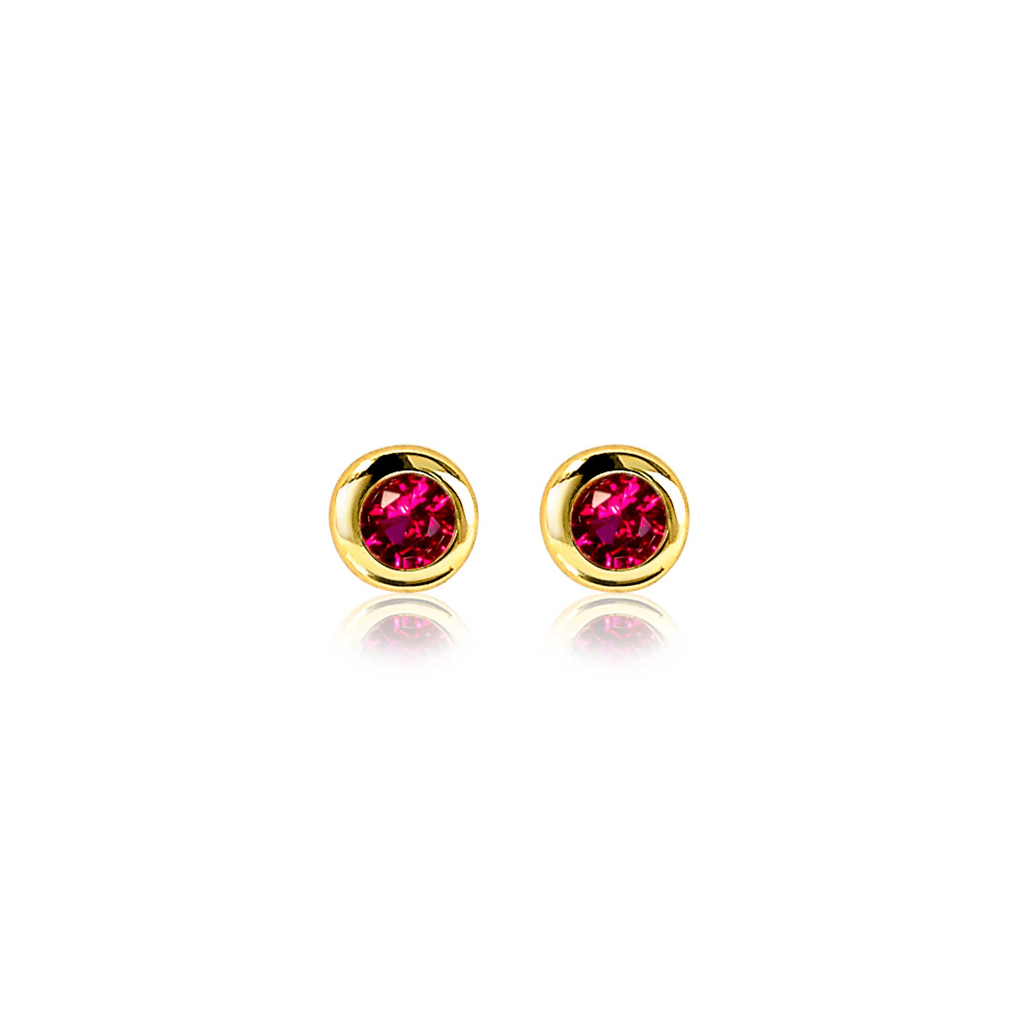 ZINZI zlv. oorknopjes gg.verg.birthstones robijn cz