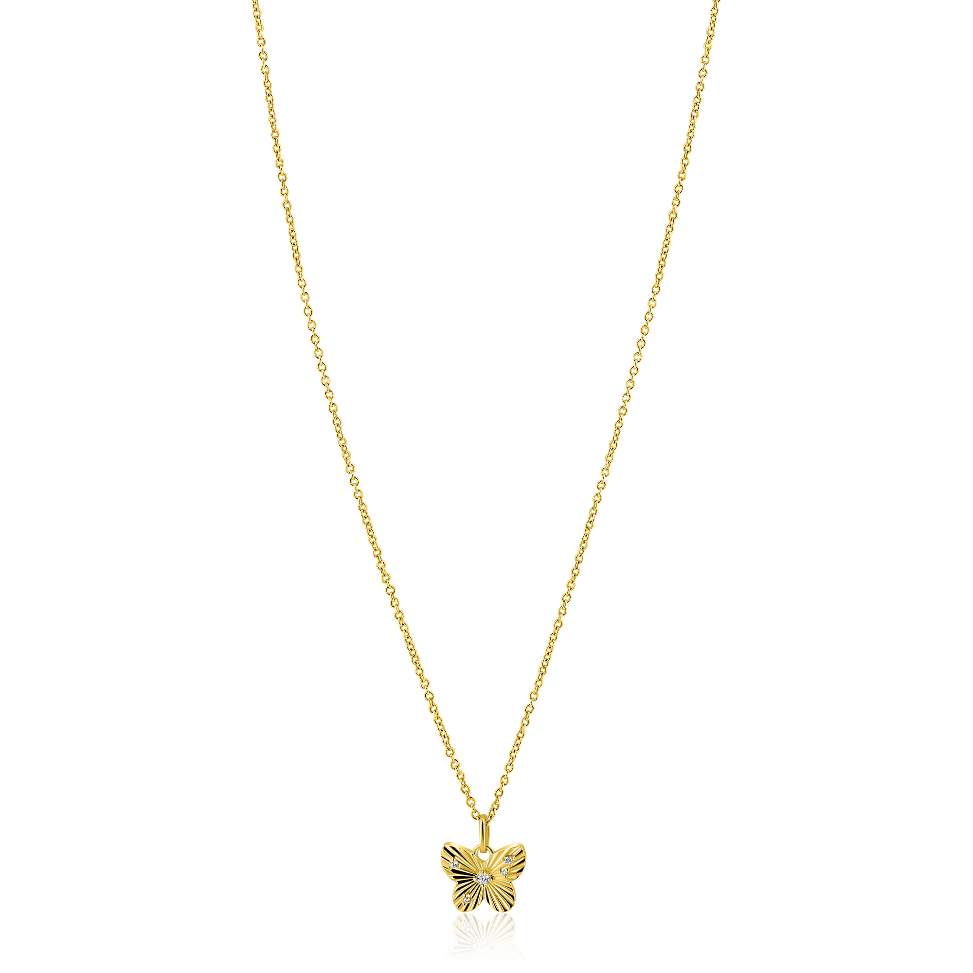 ZINZI zlv.collier gg.verg.hanger vlinder met zirc.