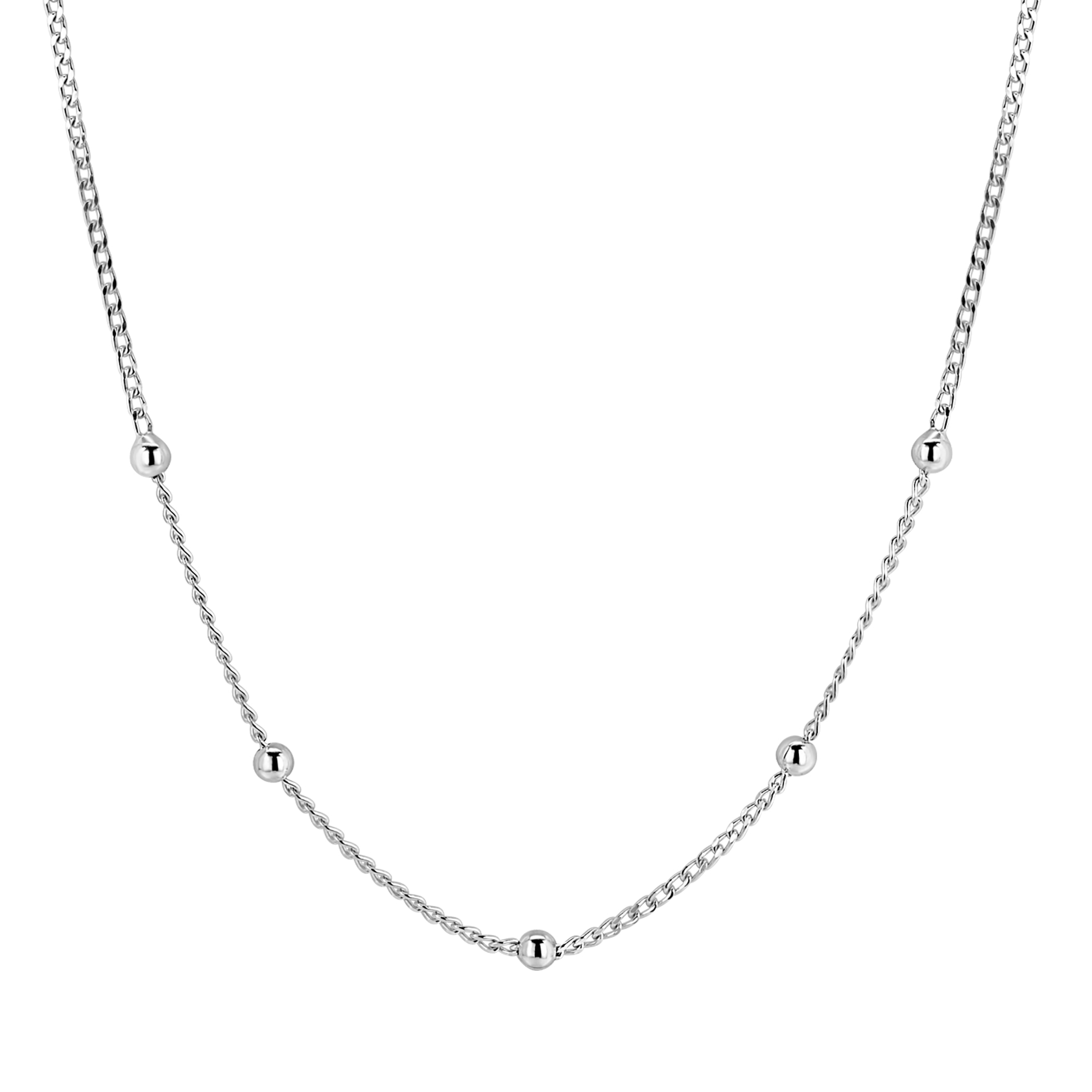 ZINZI zilveren gourmet ketting met vijf bolletjes 42–45cm ZIC2714